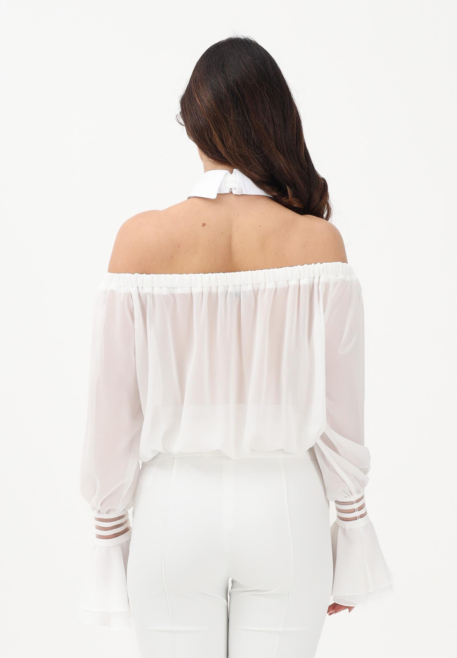 ELISABETTA FRANCHI Blusa bianca da donna con dettaglio al collo CA13561E2 X88 ELISABETTA FRANCHI