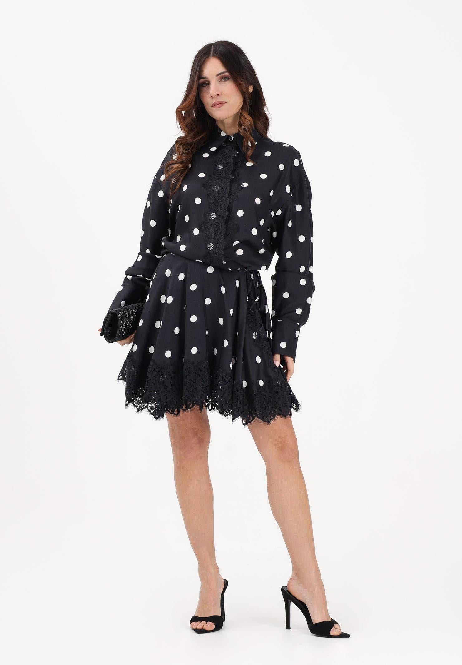 SPORTMAX Abito corto SPXBOSSO nero da donna in tessuto fluido a pois 2612221022600 003 SPORTMAX