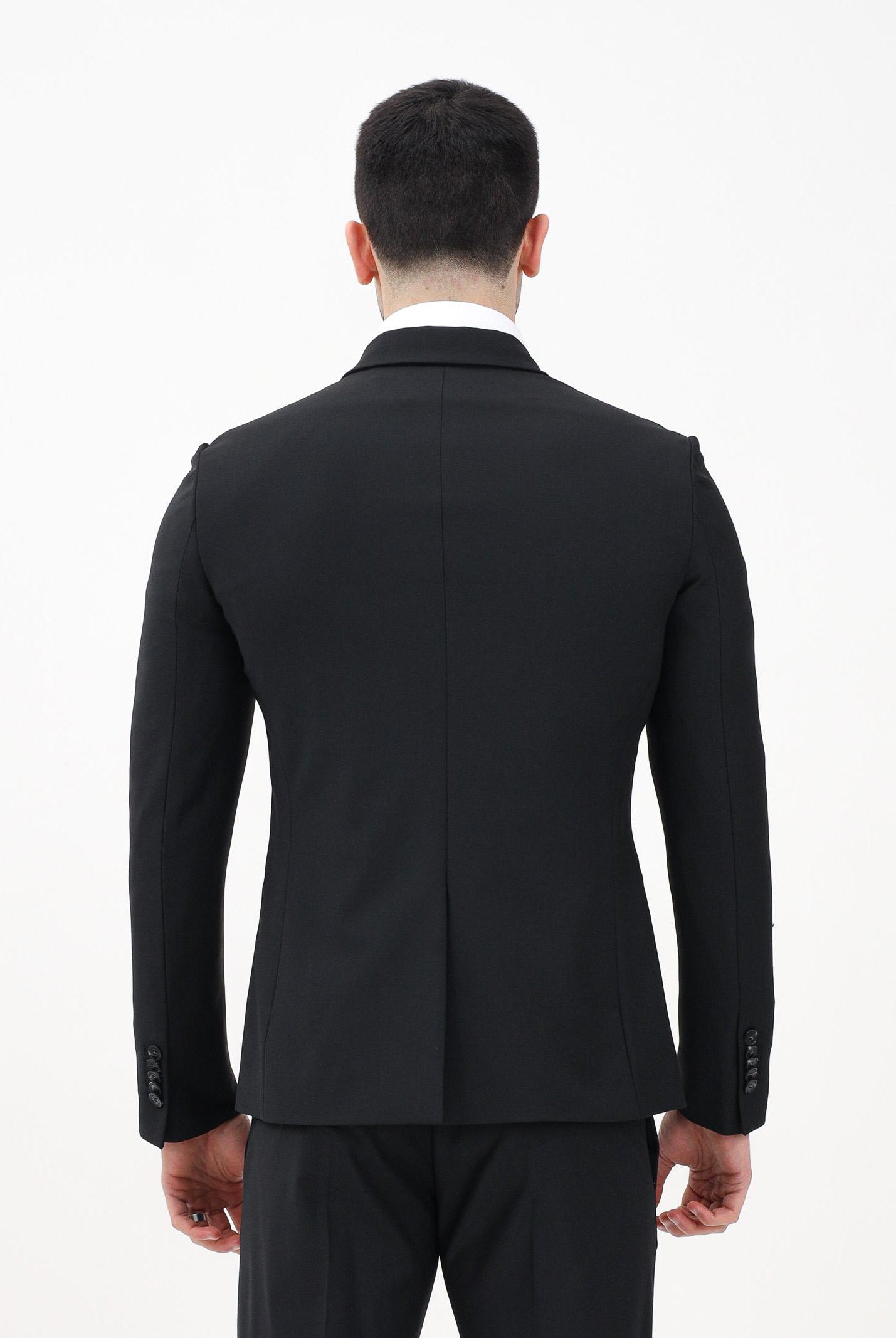 PATRIZIA PEPE Giacca smoking nera da uomo con revers in raso 5SB661A590 K103 PATRIZIA PEPE