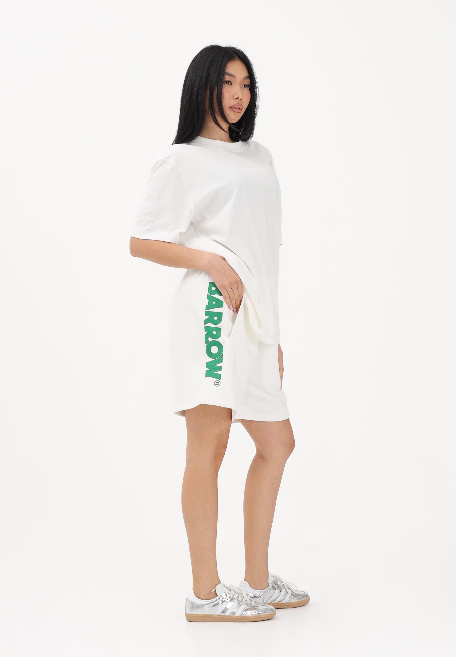 BARROW Shorts sportivo bianco per uomo e donna con stampa logo S6BWUABE004 412 BARROW