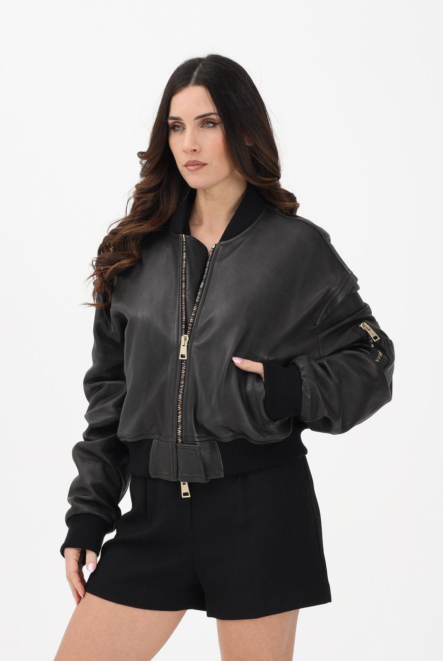 SIMONA CORSELLINI Giubbotto di pelle nero da donna A25CPGBS0101 V0003 SIMONA CORSELLINI