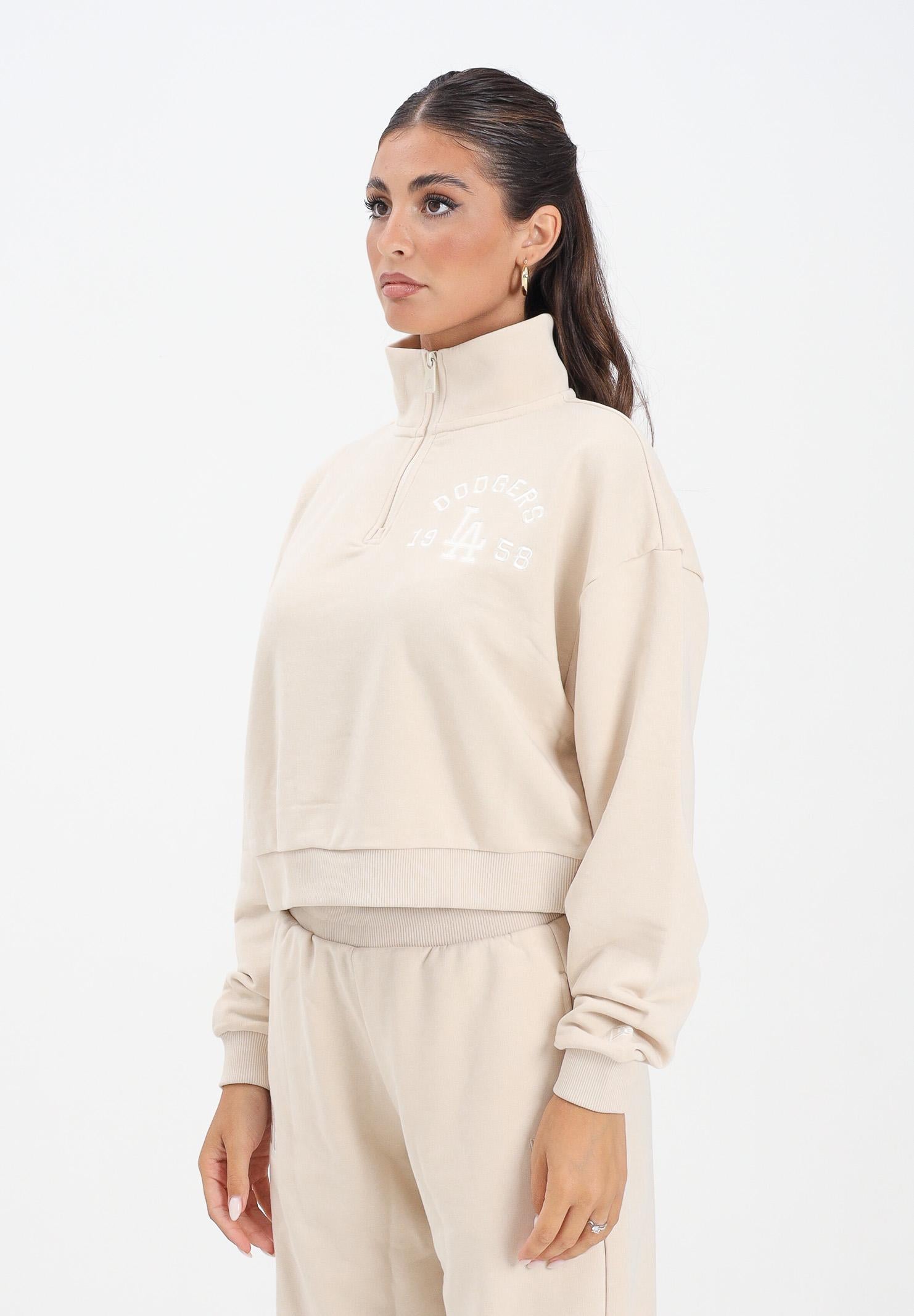 NEW ERA Felpa mezza zip LA Dodgers MLB Tonal panna da donna 60684429 . NEW ERA