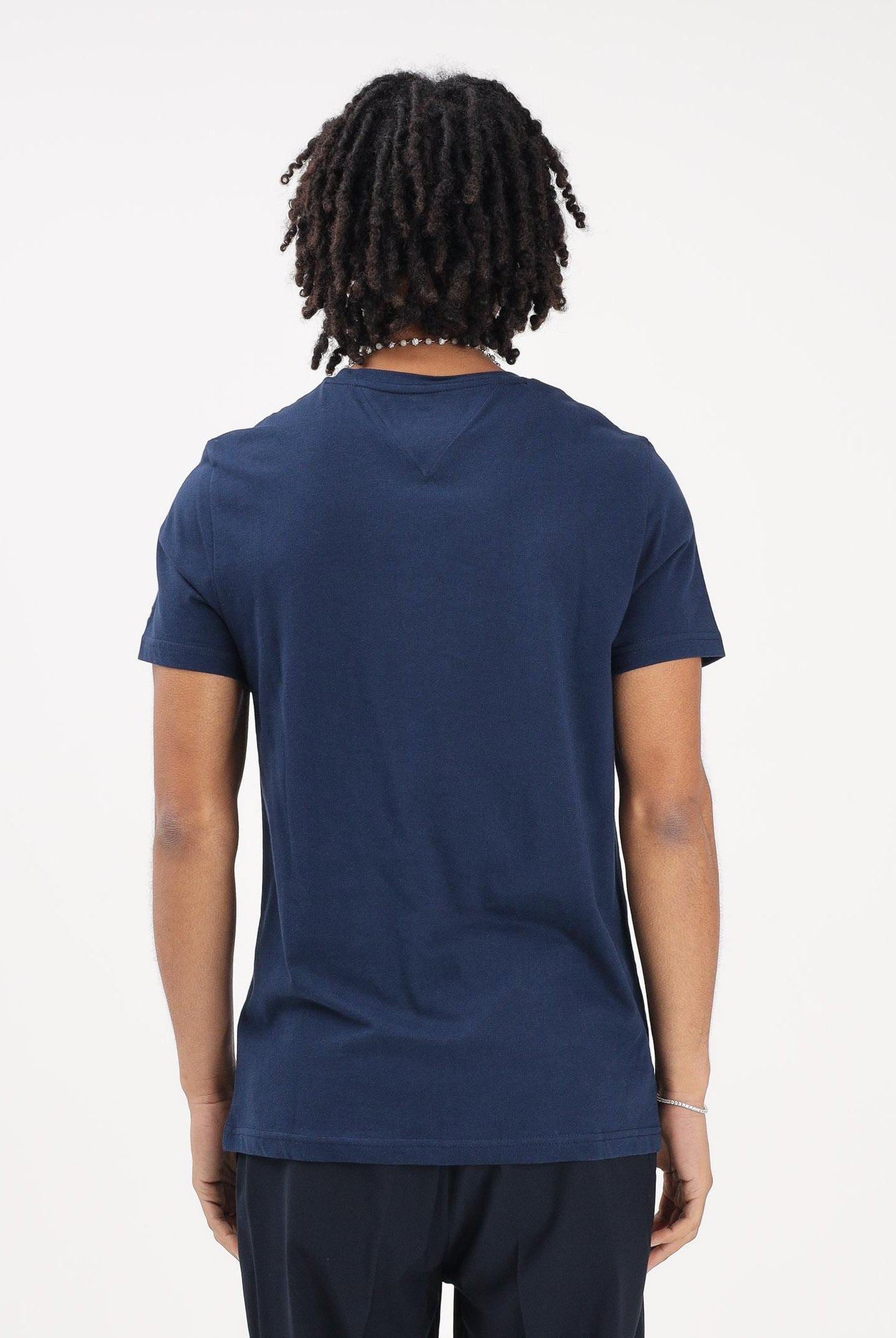 TOMMY HILFIGER T-shirt a manica corta blu da uomo con logo MW0MW11797 DCC TOMMY HILFIGER