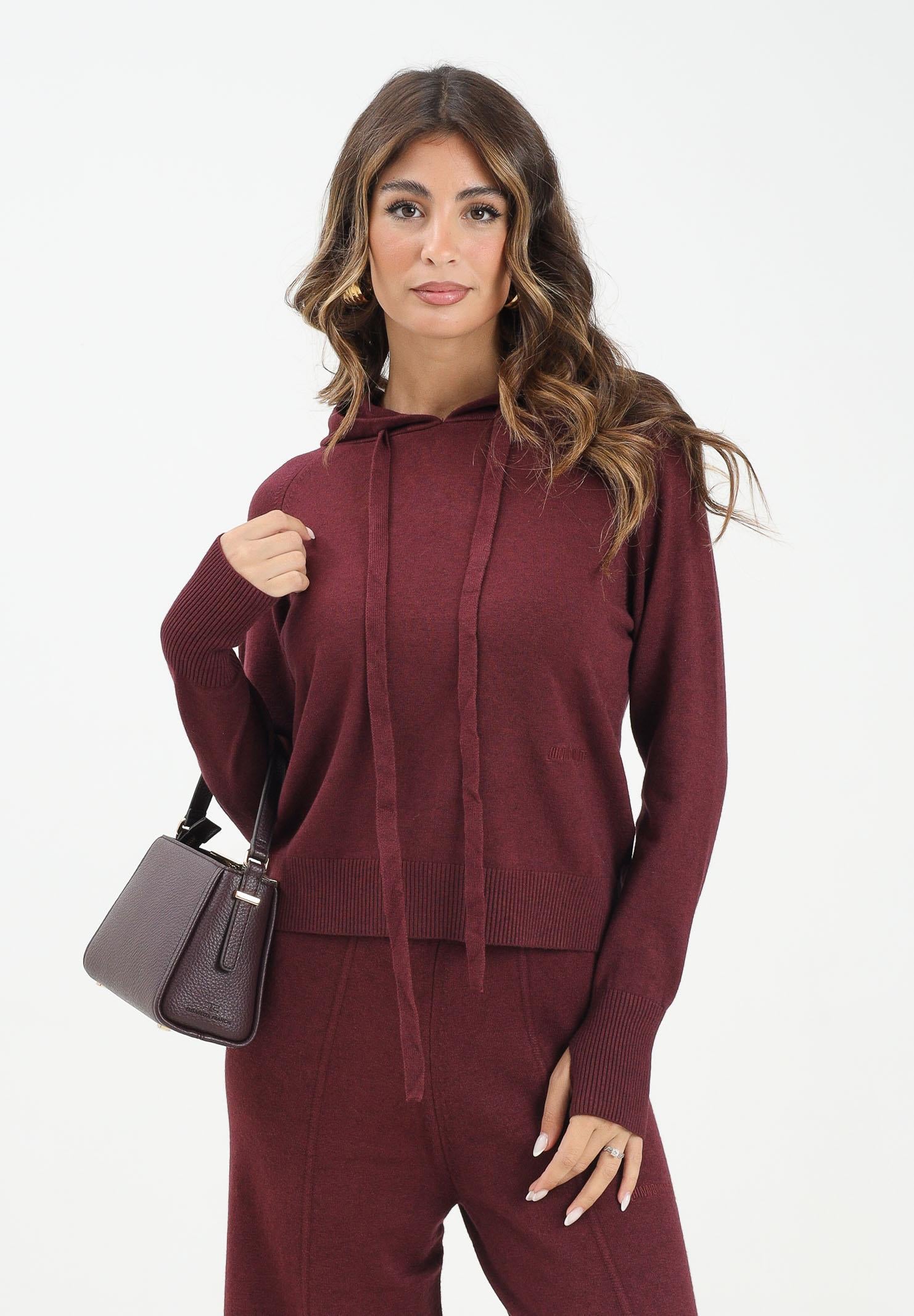 HINNOMINATE Maglia con cappuccio bordeaux da donna HMABW02123 RS02 HINNOMINATE