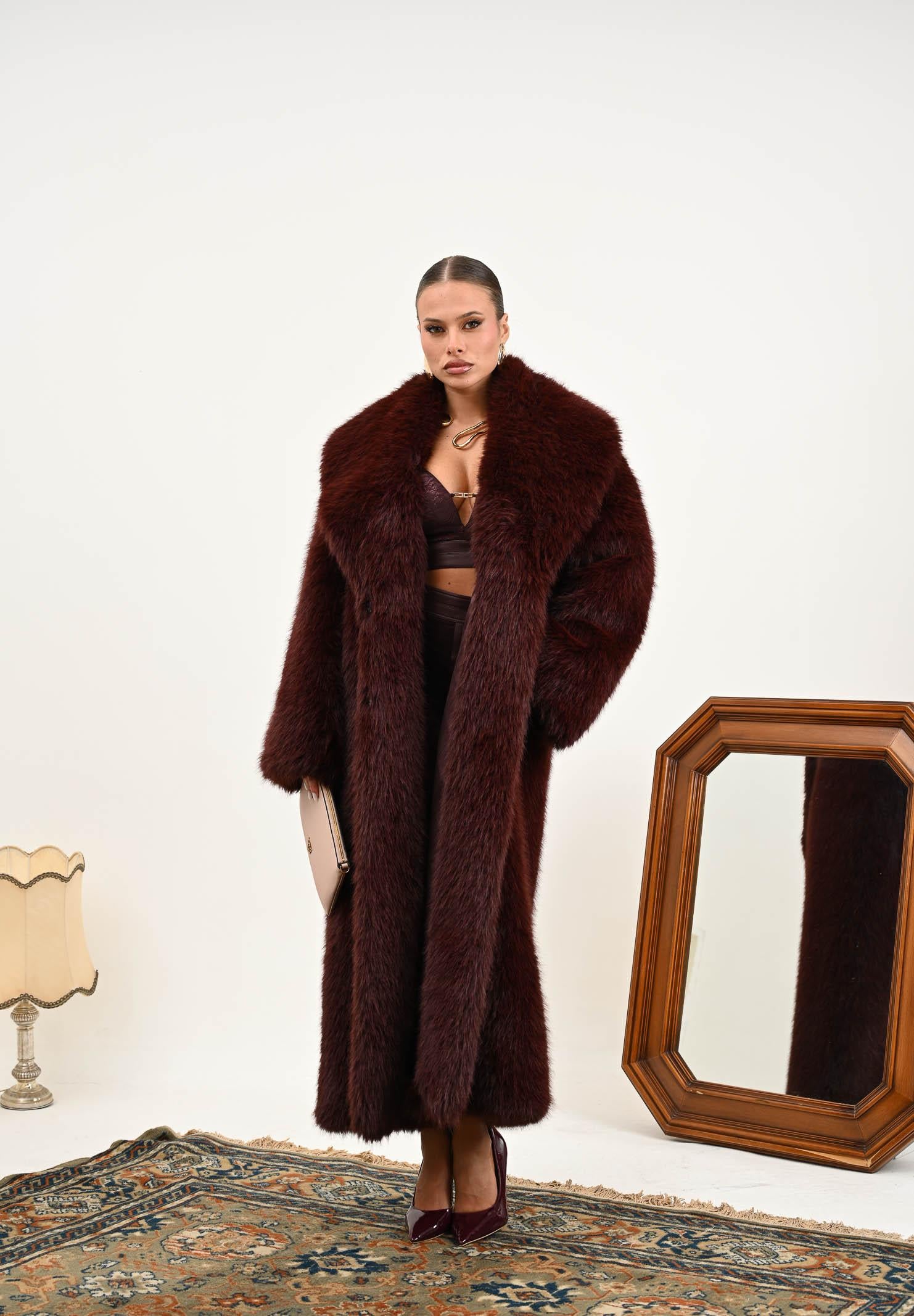 ELISABETTA FRANCHI Pelliccia lunga bordeaux da donna CP69A58E2 EA4 ELISABETTA FRANCHI