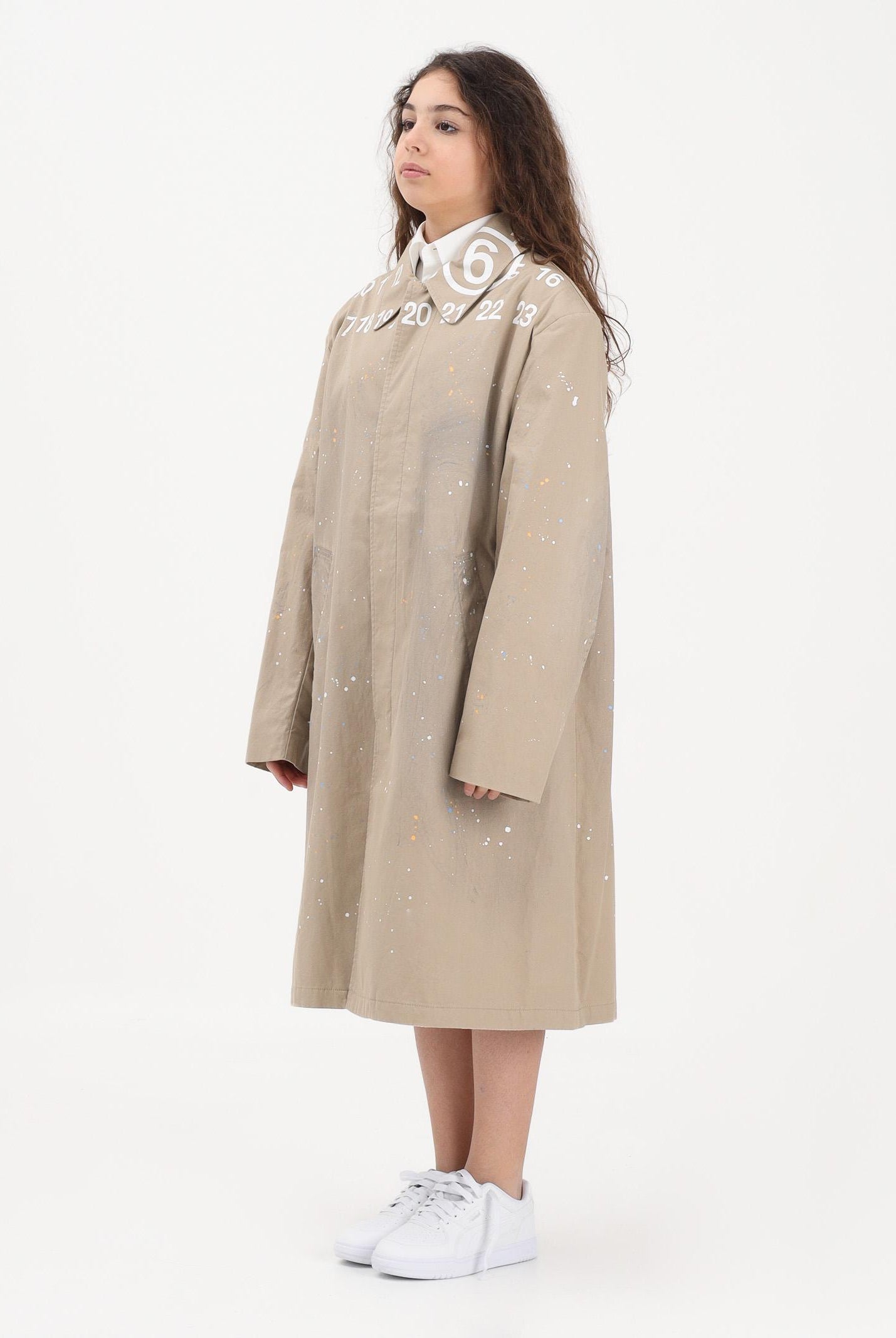 MAISON MARGIELA Trench beige per donna, ragazzi e bambini con logo stampato M60928MM07B M6709 MAISON MARGIELA
