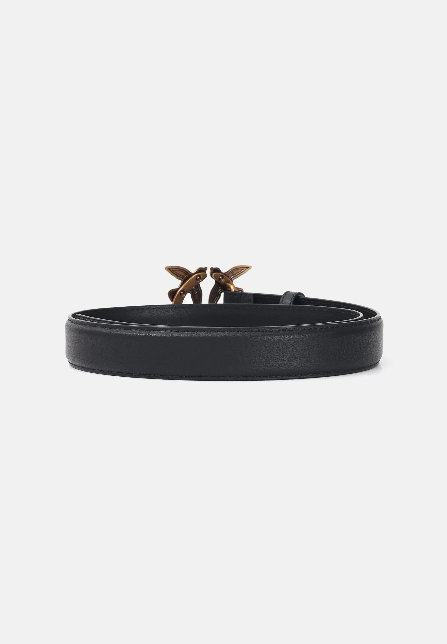 PINKO Cintura Love Birds in morbida pelle mano seta nera da donna 100125A0F1 Z99Q PINKO