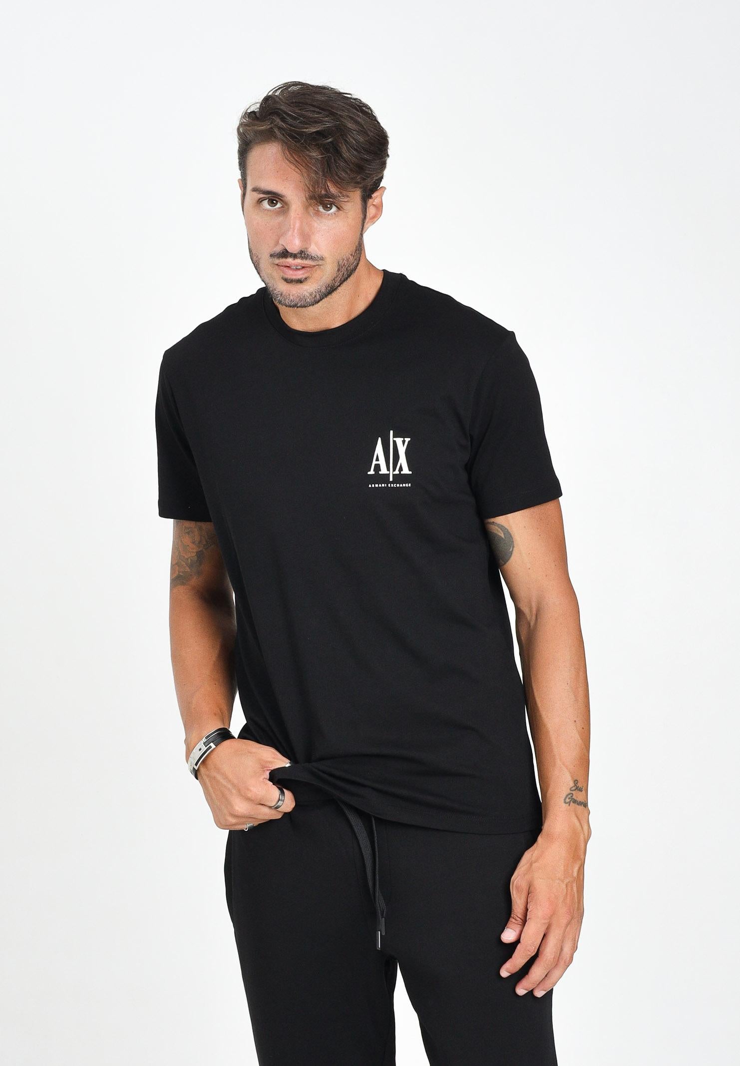 ARMANI EXCHANGE T-shirt a manica corta nera da uomo con ricamo XM000365AF12308 UC001 ARMANI EXCHANGE