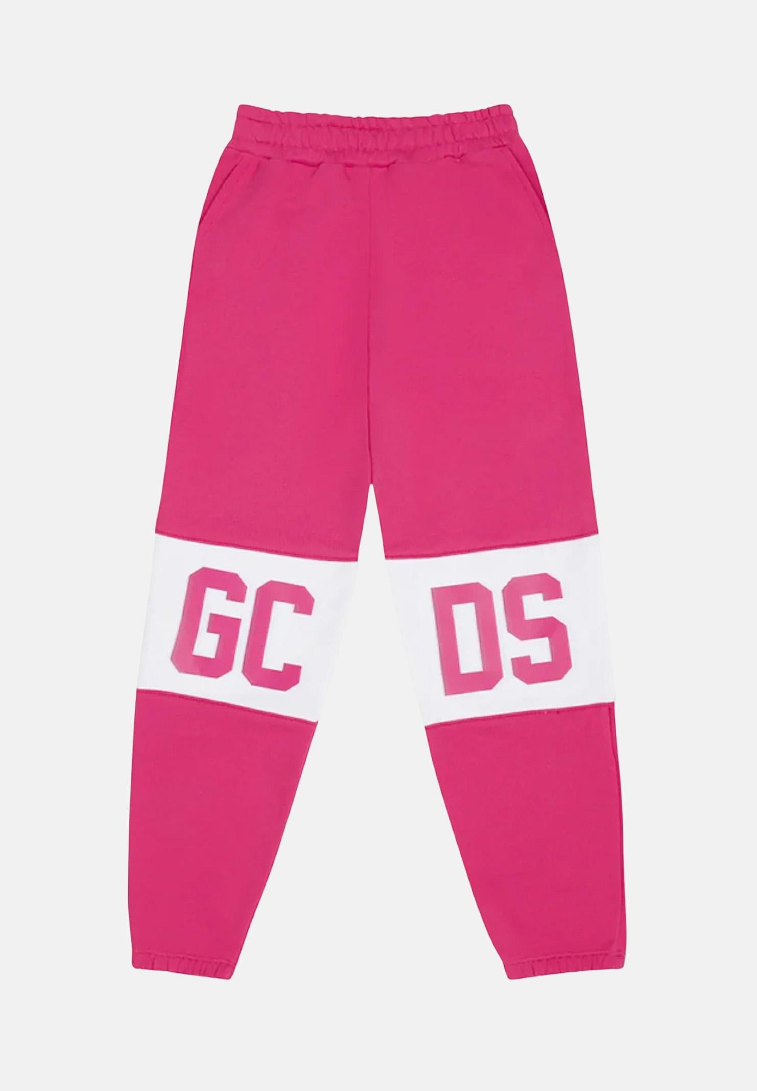 GCDS pantalone rosa da bambina in cotone con vita elasticizzata B2KU3017BA2 59 GCDS