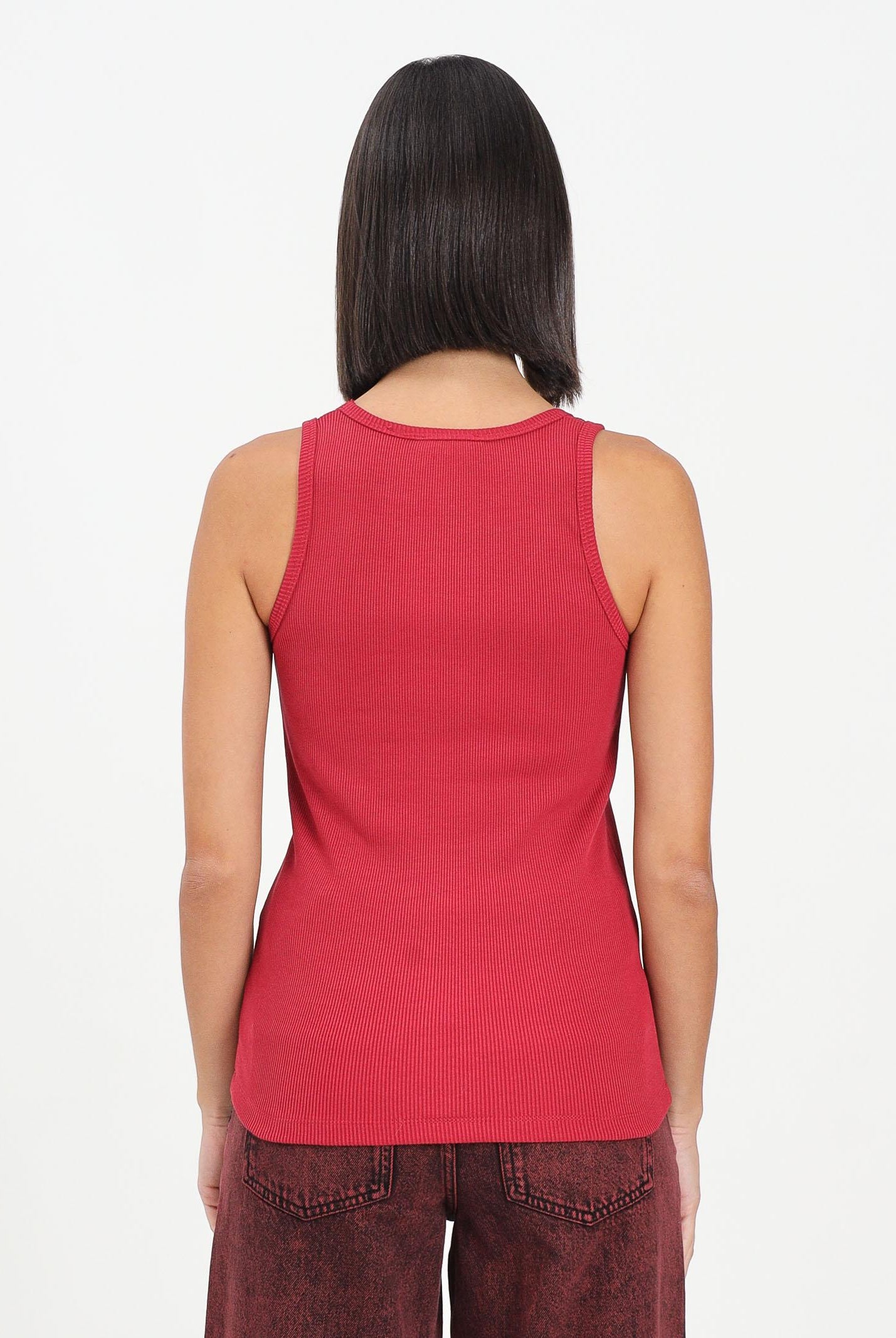 GCDS Canotta bordeaux da donna con logo B2EW2801JA2 49 GCDS