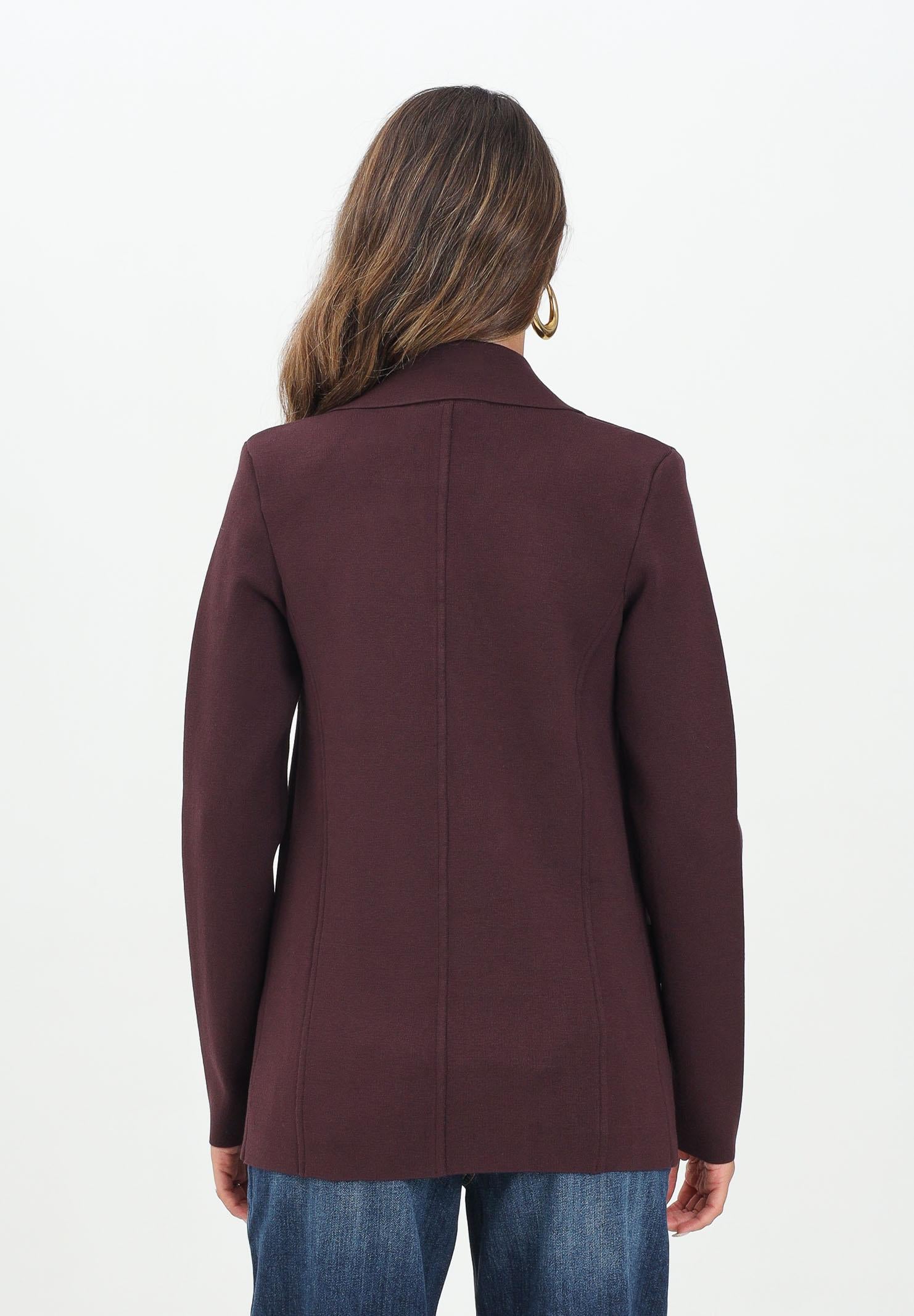 ELISABETTA FRANCHI Giacca doppiopetto realizzata in maglia bordeaux da donna MK52S57E2 EA4 ELISABETTA FRANCHI