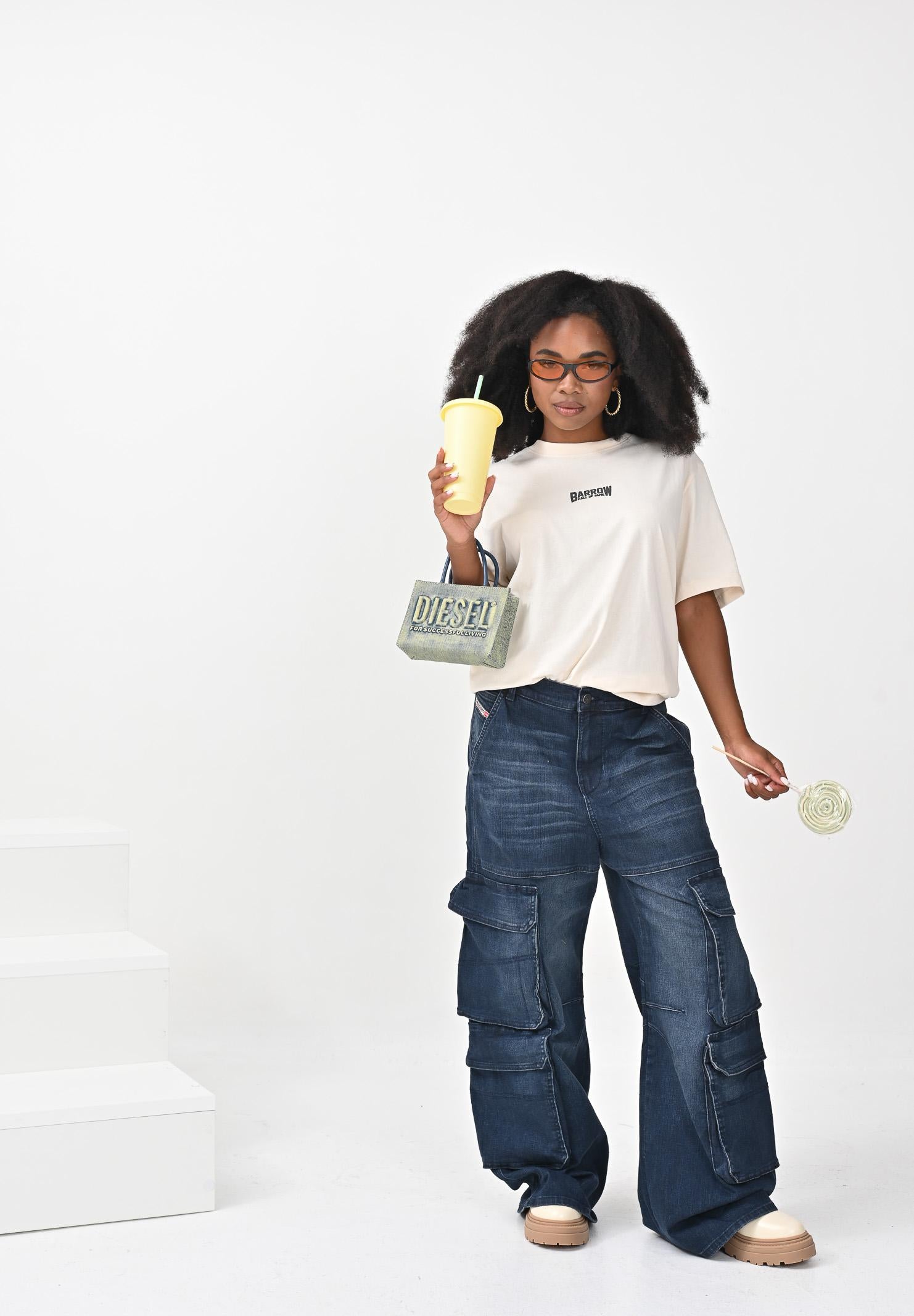 DIESEL Jeans cargo D-Argjx in denim blu per donna, ragazzi e bambini J02514KXBQL K01 DIESEL