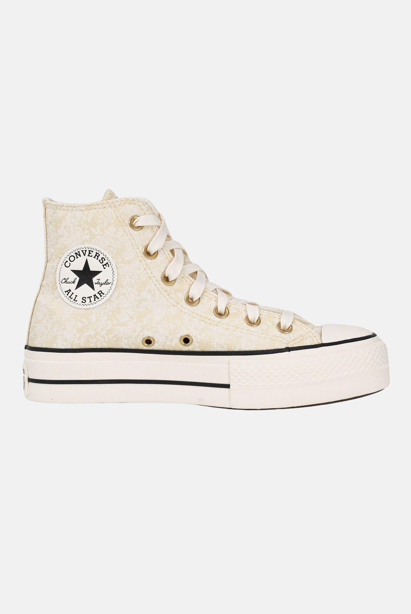 CONVERSE Sneakers Chuck Taylor All Star Lift Elevated Material Cano Alto panna e oro da donna A19115C . CONVERSE