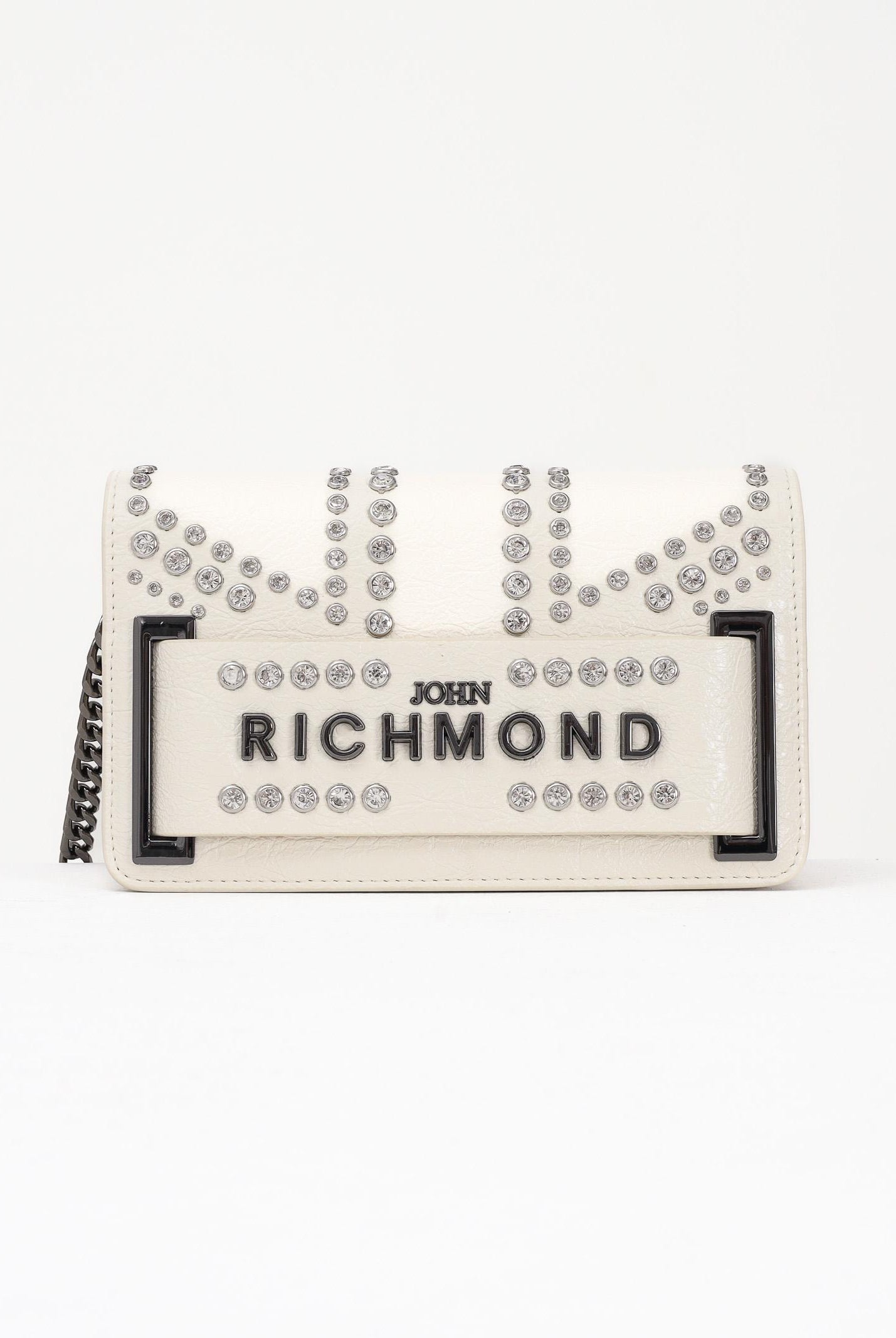 RICHMOND Borsa a tracolla panna da donna con borchie e logo RWA25235BO WH RICHMOND