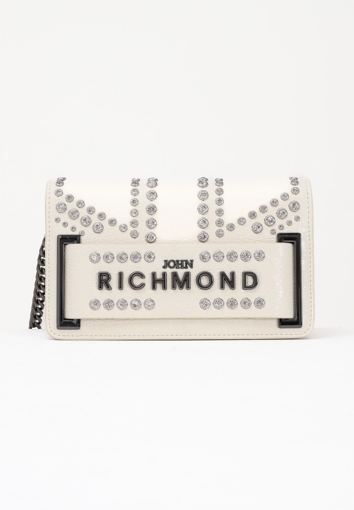 RICHMOND Borsa a tracolla panna da donna con borchie e logo RWA25235BO WH RICHMOND
