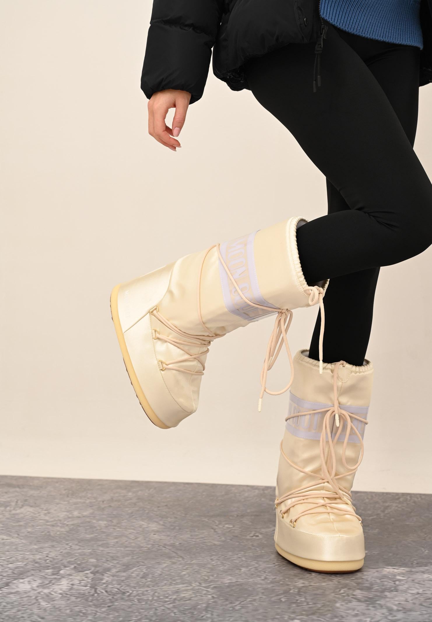 MOON BOOT Stivali da neve ICON avorio perlato da donna 80D1403060 L020 MOON BOOT