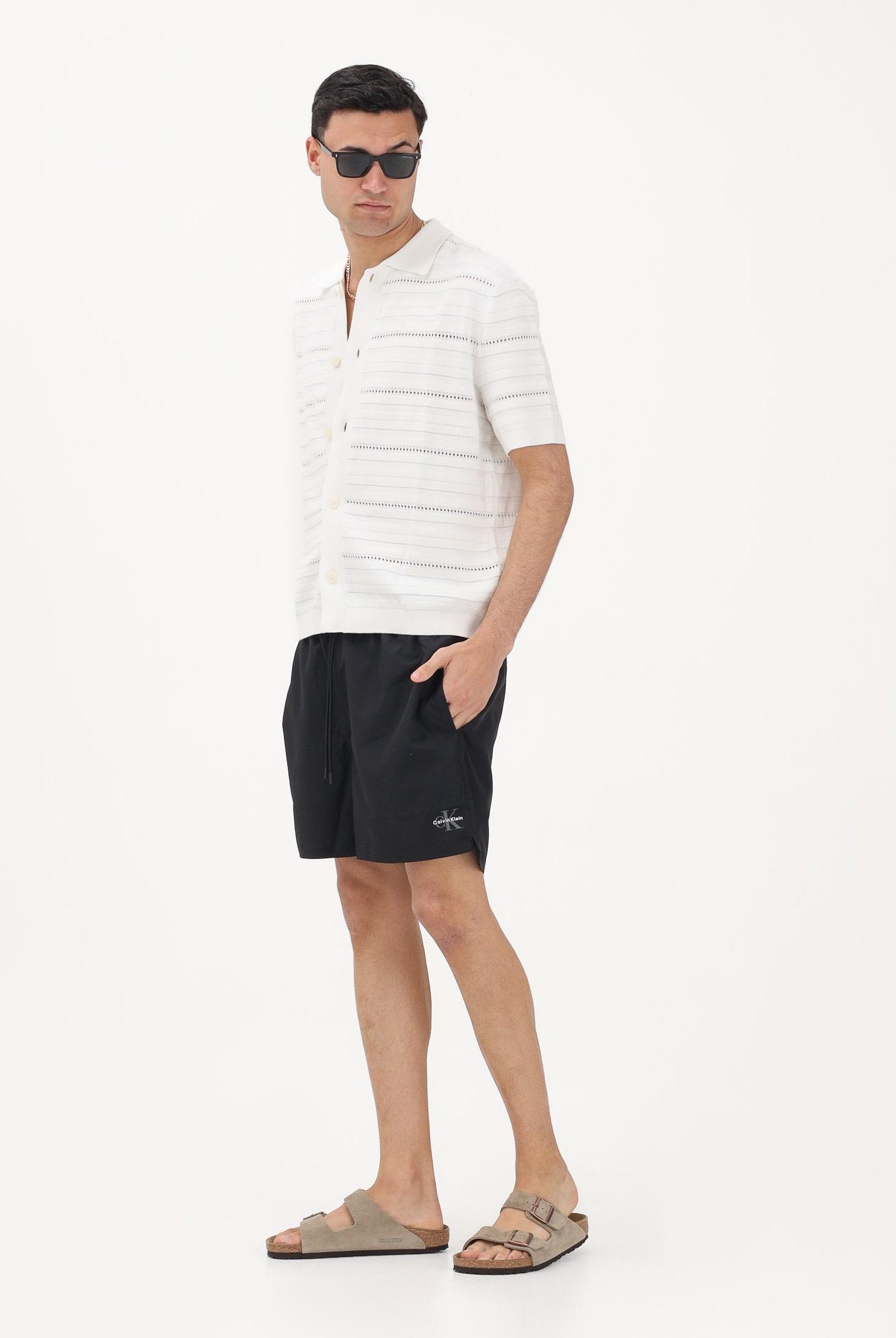 CALVIN KLEIN Shorts mare nero da uomo con logo LV00N61045 UB1 CALVIN KLEIN