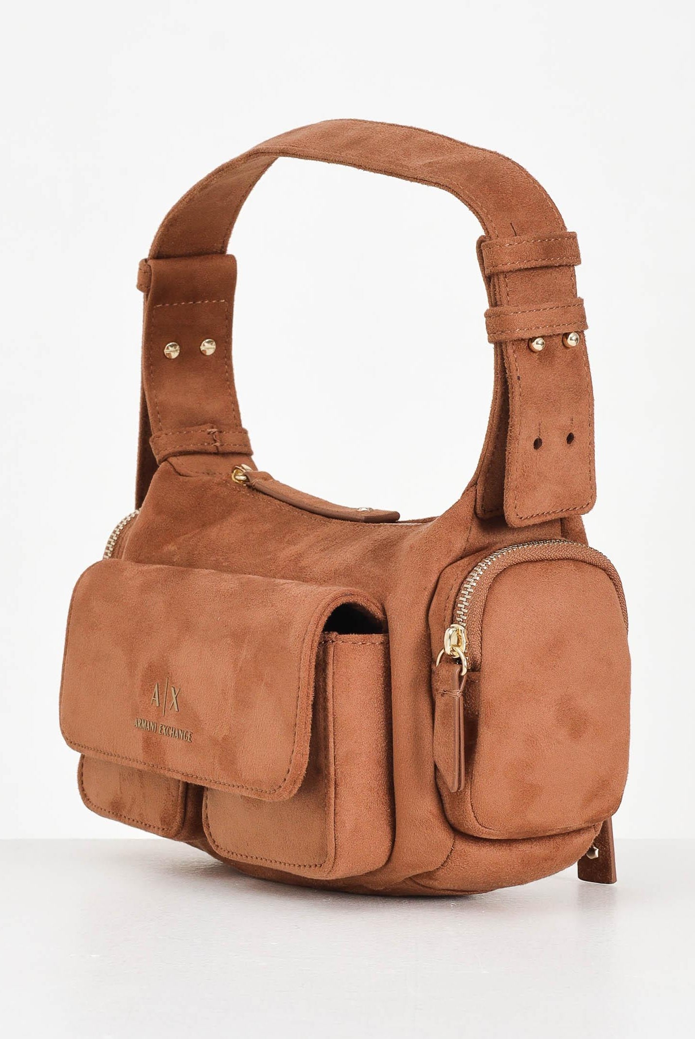 ARMANI EXCHANGE Borsa a spalla in suede cuoio da donna XW000405AF17158 U6048 ARMANI EXCHANGE