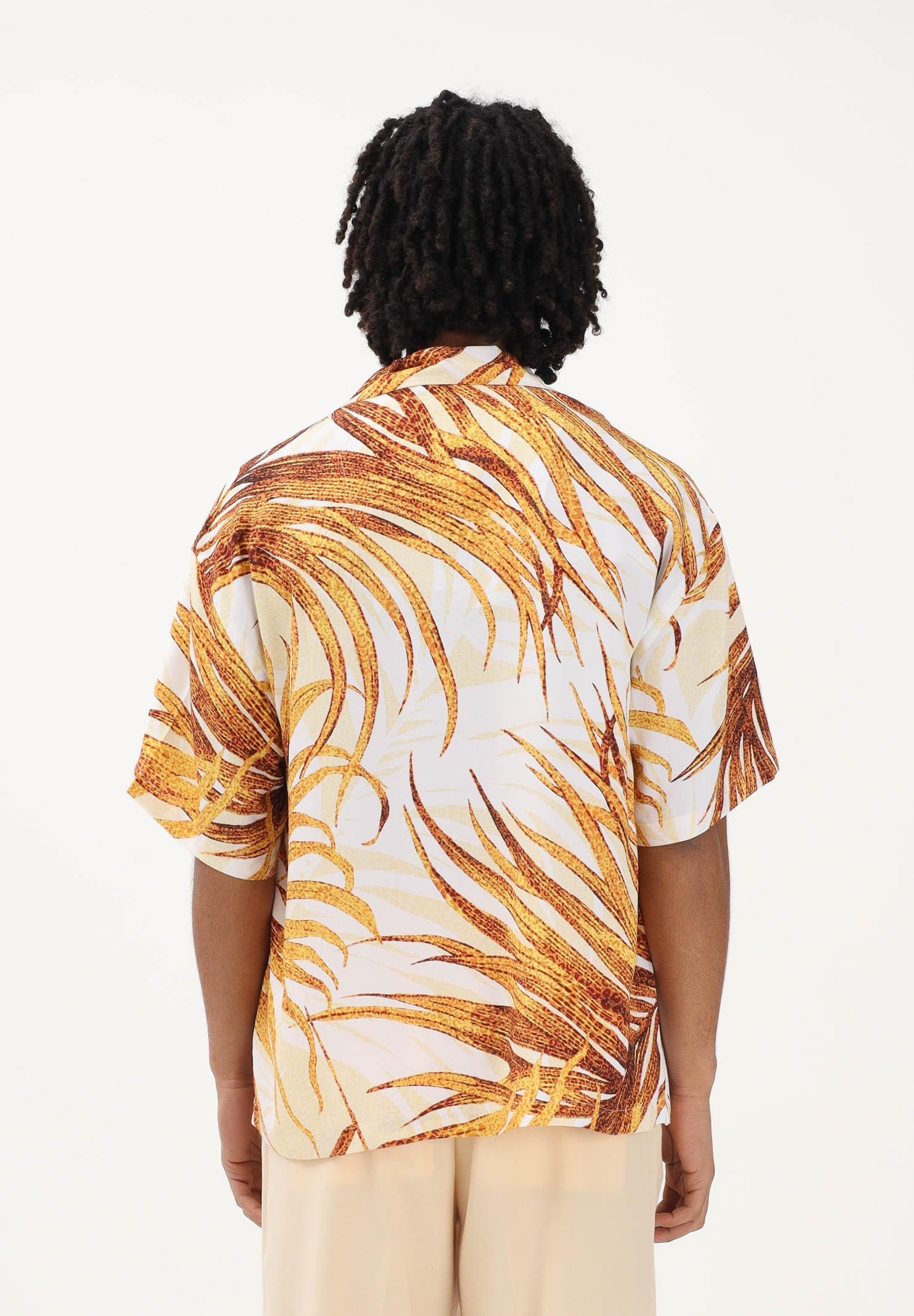 JUST CAVALLI Camicia a manica corta panna da uomo con stampa tropicale 80OALF01CNF05 R79 JUST CAVALLI