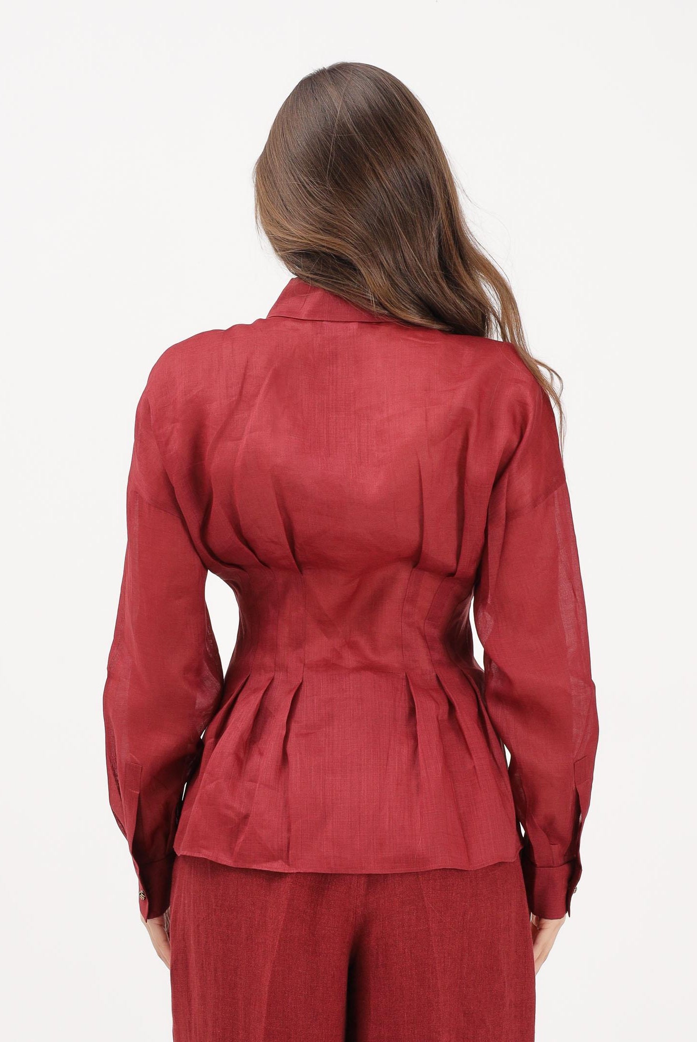 MAX MARA Camicia a manica lunga rossa da donna in tela di ramié 2616111042600 066 MAX MARA