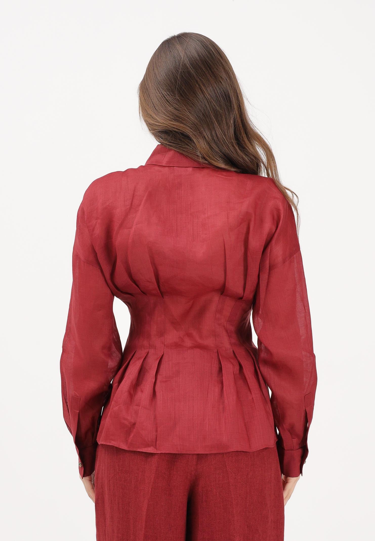 MAX MARA Camicia a manica lunga rossa da donna in tela di ramié 2616111042600 066 MAX MARA