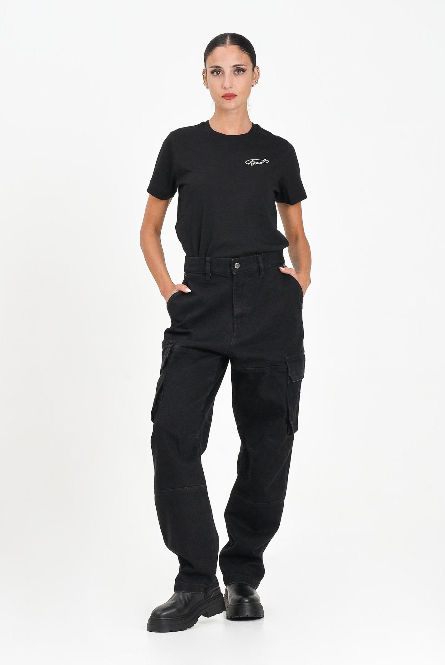 DIESEL Jeans D-Dave cargo in denim nero per donna, ragazzi e bambino J02329KXBQP K02 DIESEL