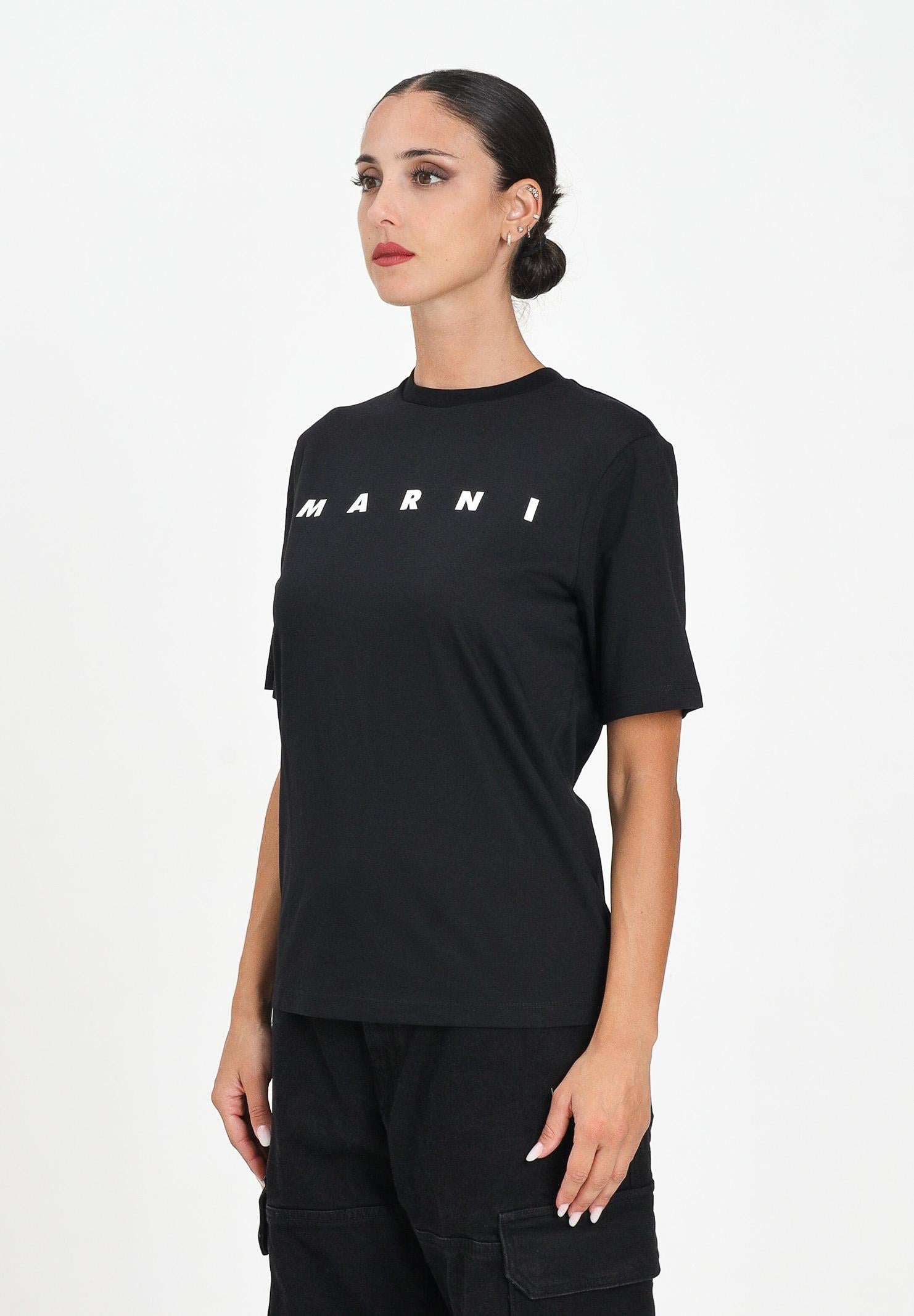 MARNI T-shirt a manica corta nera per donna, ragazzi e bambini con stampa logo M01601M00RF 0M900 MARNI