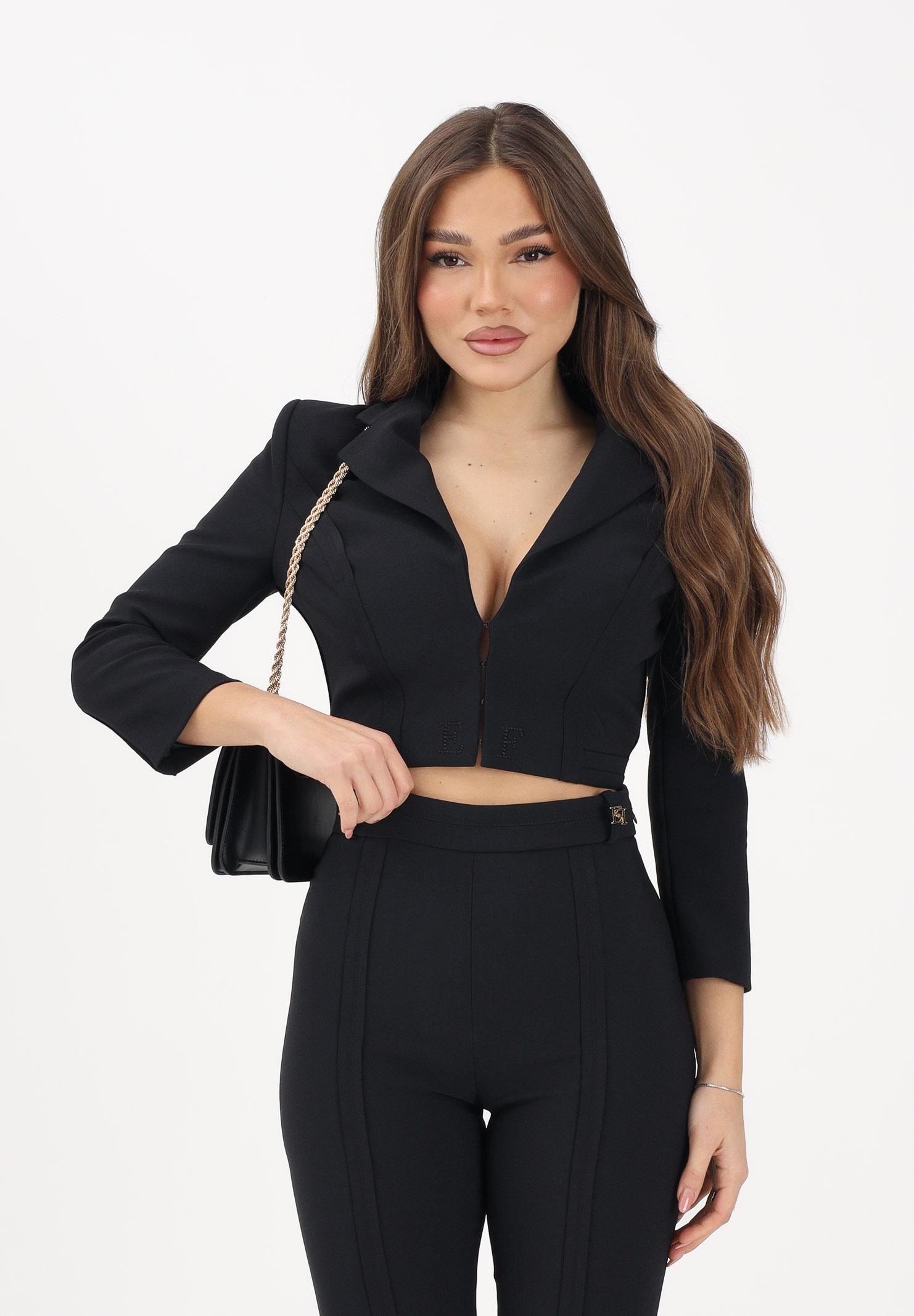 ELISABETTA FRANCHI Giacca crop nera da donna GI22261E2 110 ELISABETTA FRANCHI
