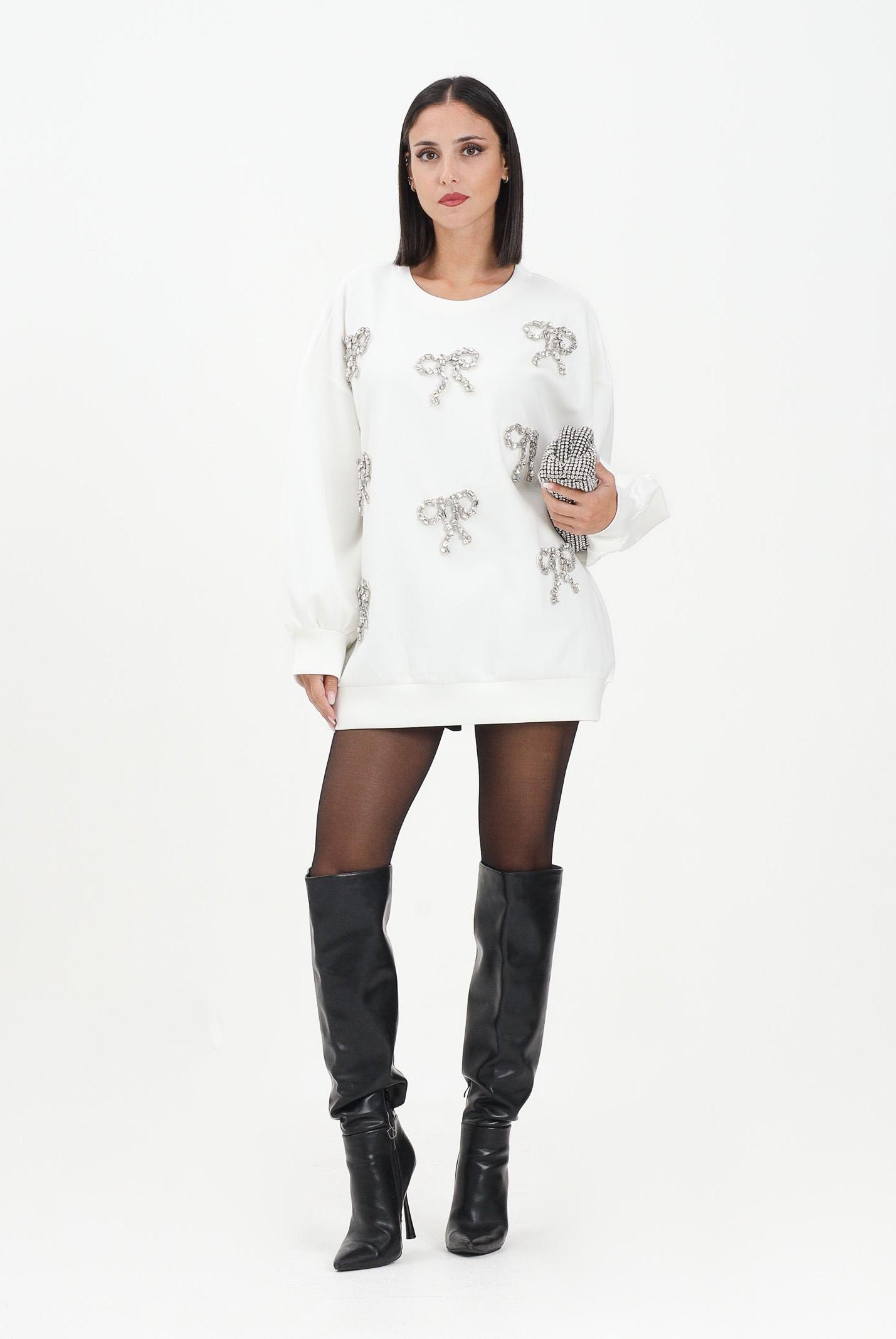 ODI ODI Felpa girocollo Nogara bianca da donna con applicazioni NOGARA734W5 D7 ODI ODI