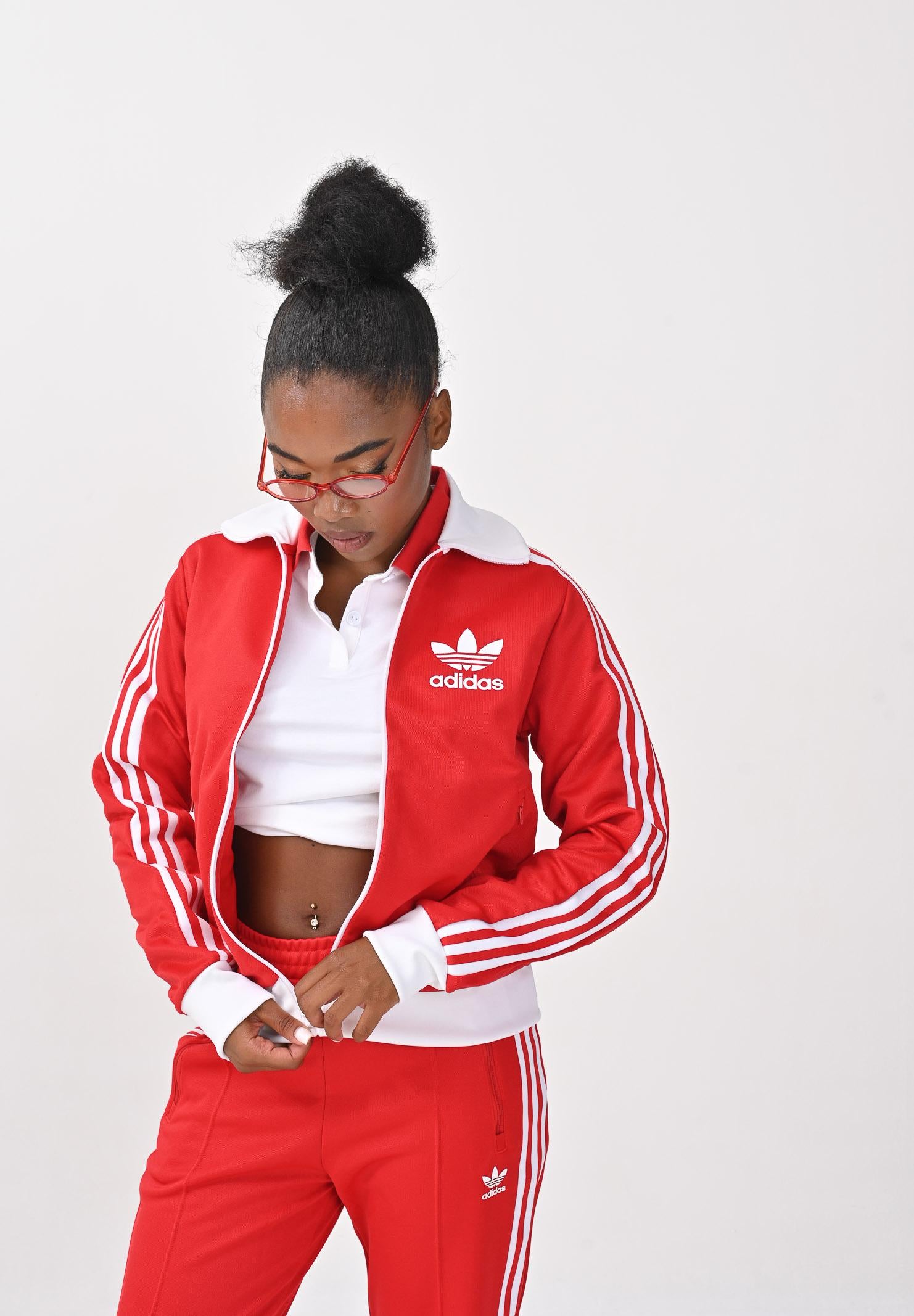 ADIDAS ORIGINALS Felpa con zip Heritage rossa da donna JX7850 ADIDAS ORIGINALS