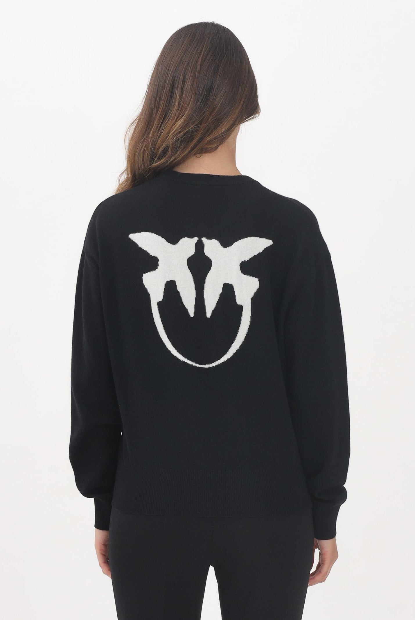 PINKO Maglioncino girocollo nero da donna con maxi logo 105561A2SI ZZ2 PINKO