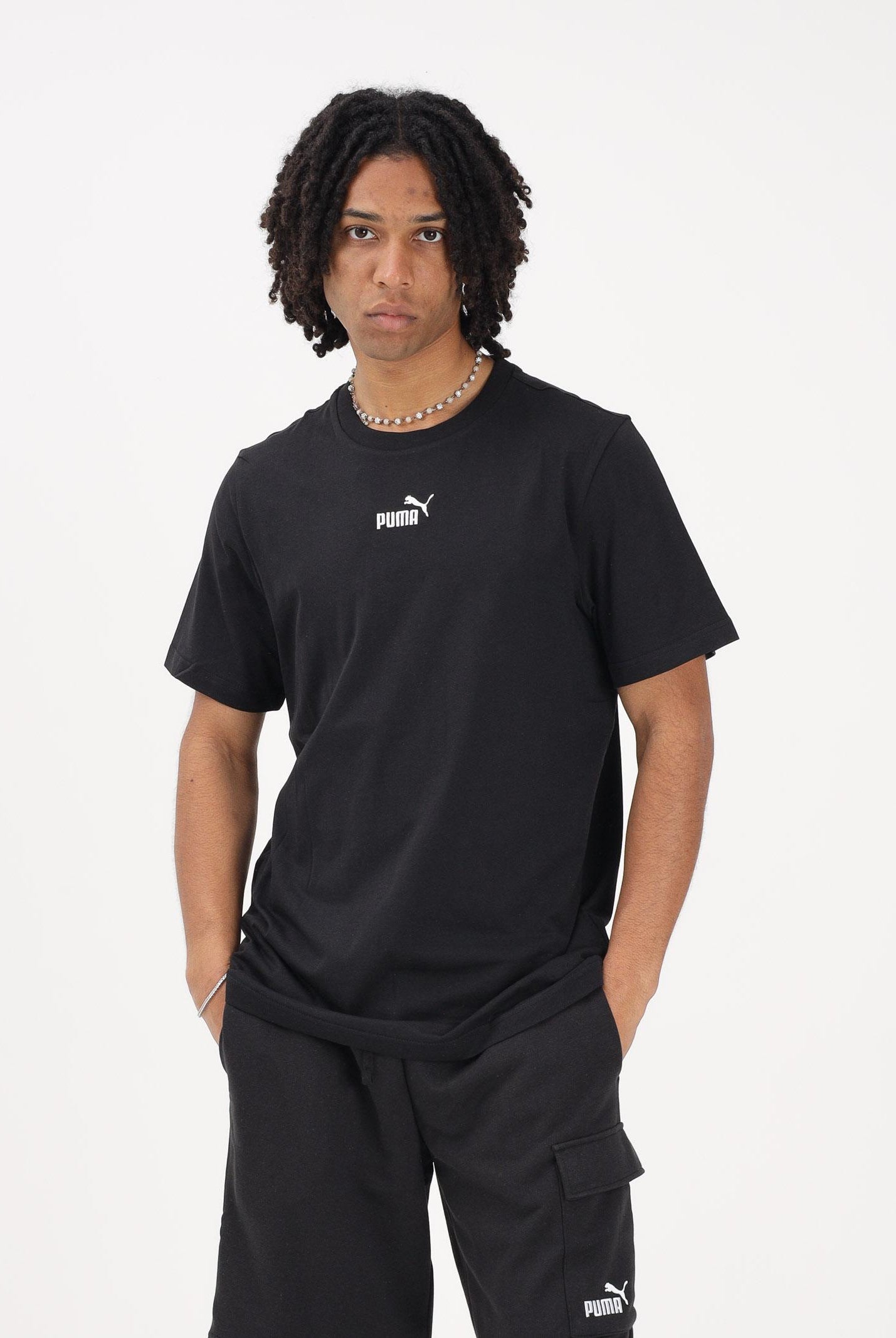 PUMA T-shirt a manica corta Essentials nera da uomo 692912 01 PUMA