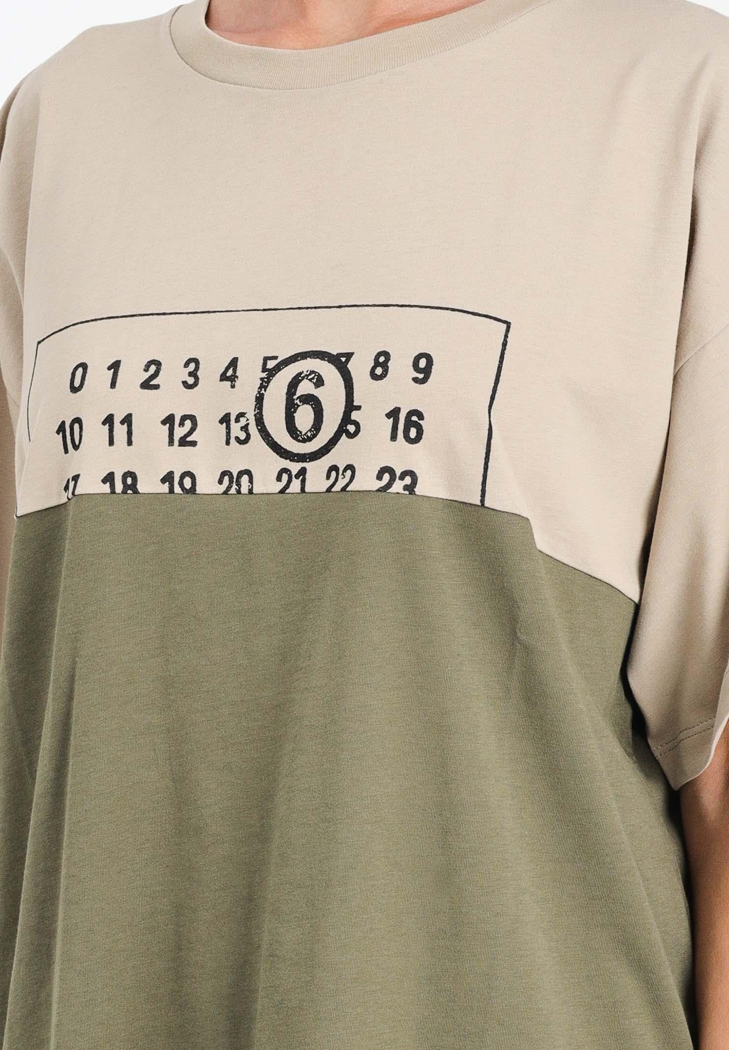 MAISON MARGIELA T-shirt a manica corta beige e verde per donna, ragazzi e bambini caratterizzata da una costruzione re-cut M60876MM04I M6C38 MAISON MARGIELA