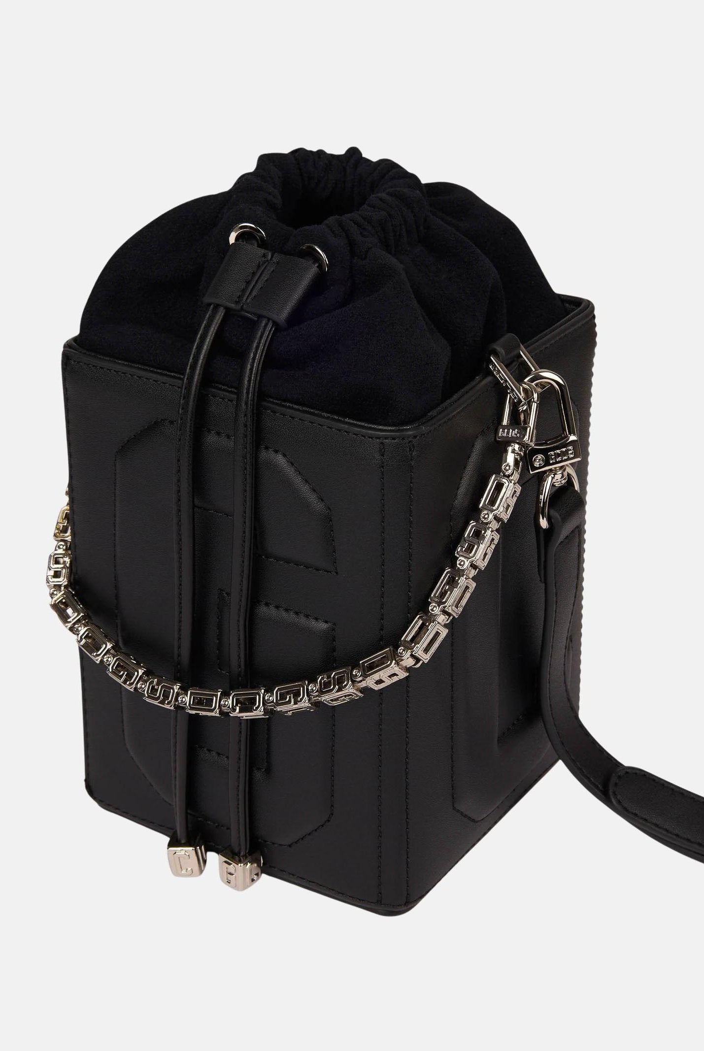 GCDS Borsa a mano nera da donna con logo GCDS in rilievo 3D GCDSD001 99 GCDS