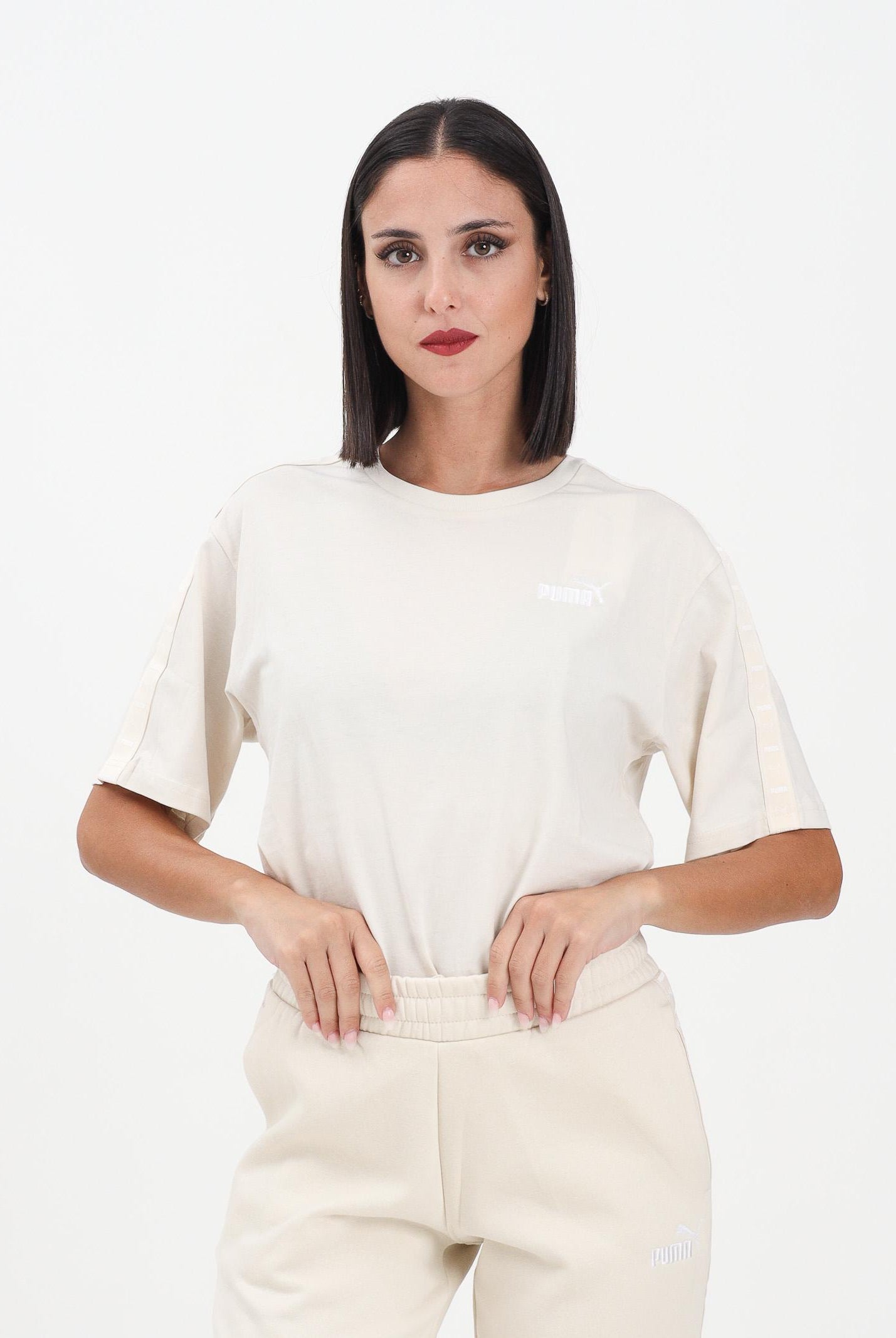 PUMA T-shirt a manica corta ESS TAPE panna da donna 685009 87 PUMA