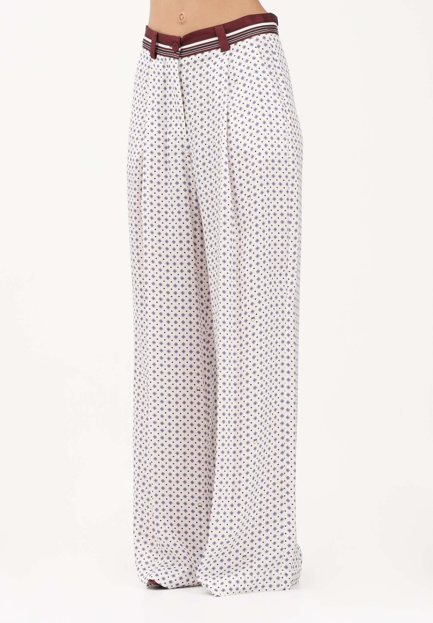 PINKO Pantalone elegante RUTH bianco da donna con motivo cravatteria 106203A31K BBA PINKO