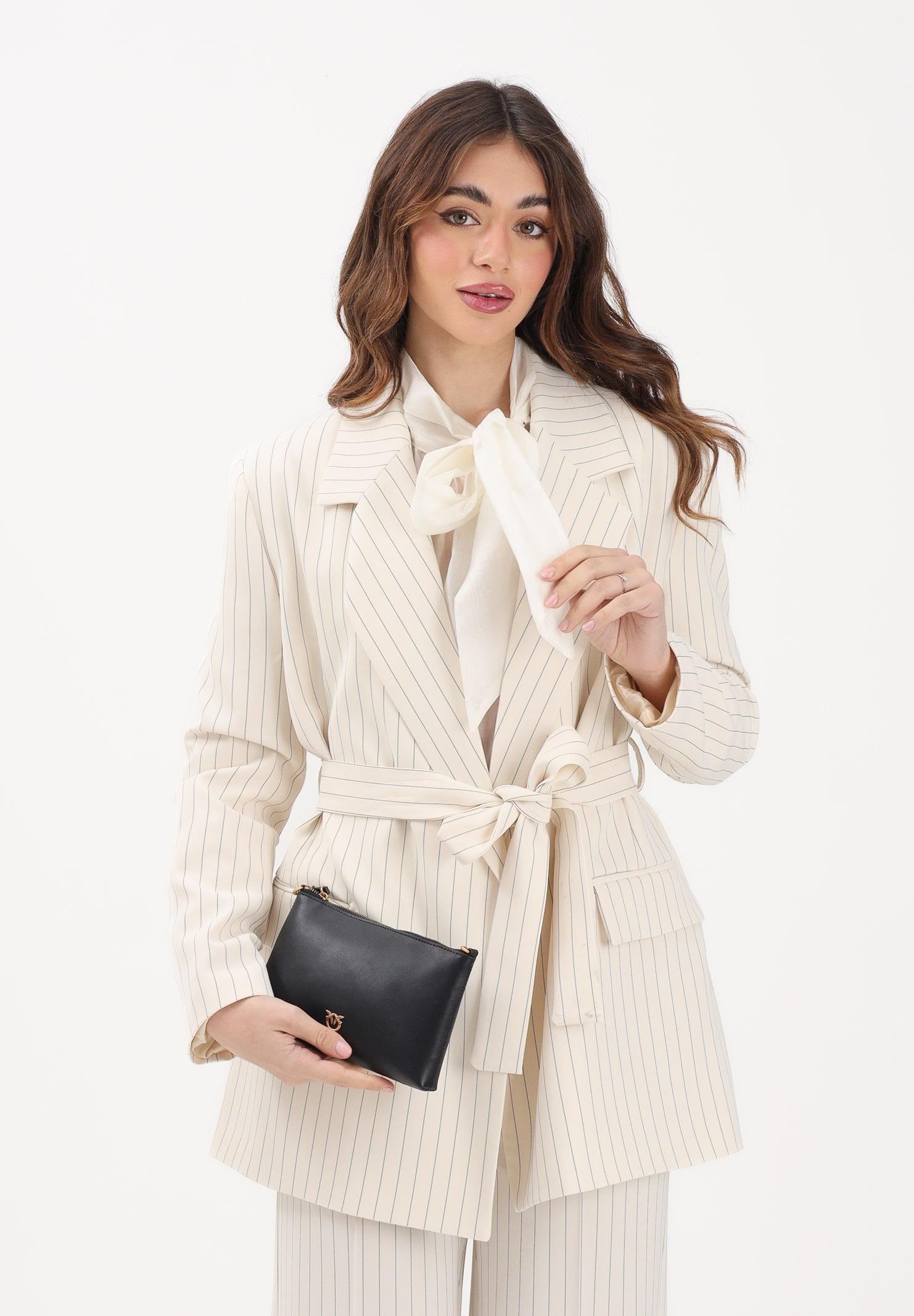 VICOLO Giacca panna da donna con motivo gessato TAB0094 ABF VICOLO