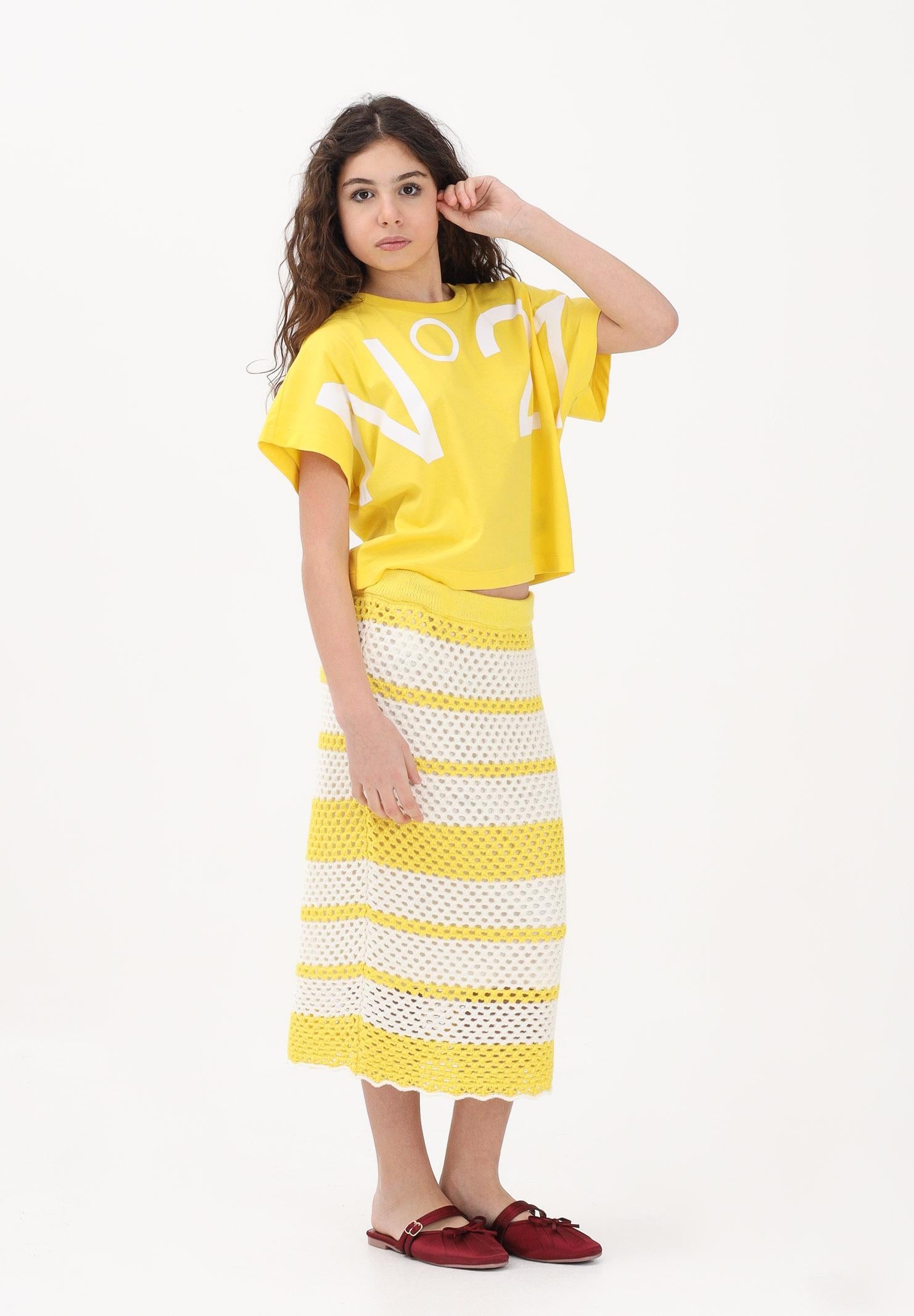 N21 Gonna midi bianca e gialla per donna, ragazze e bambine con motivo a righe N2109XN0488 0N215 N21