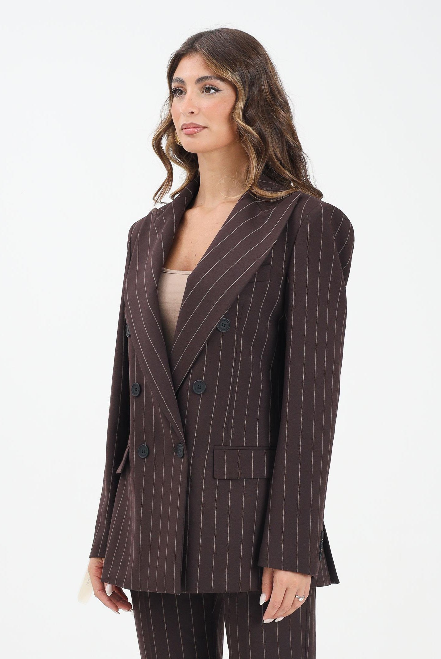 MAR DE MARGARITAS Giacca doppiopetto Helsa moro da donna MMABW01390 MA03 Mar de margaritas