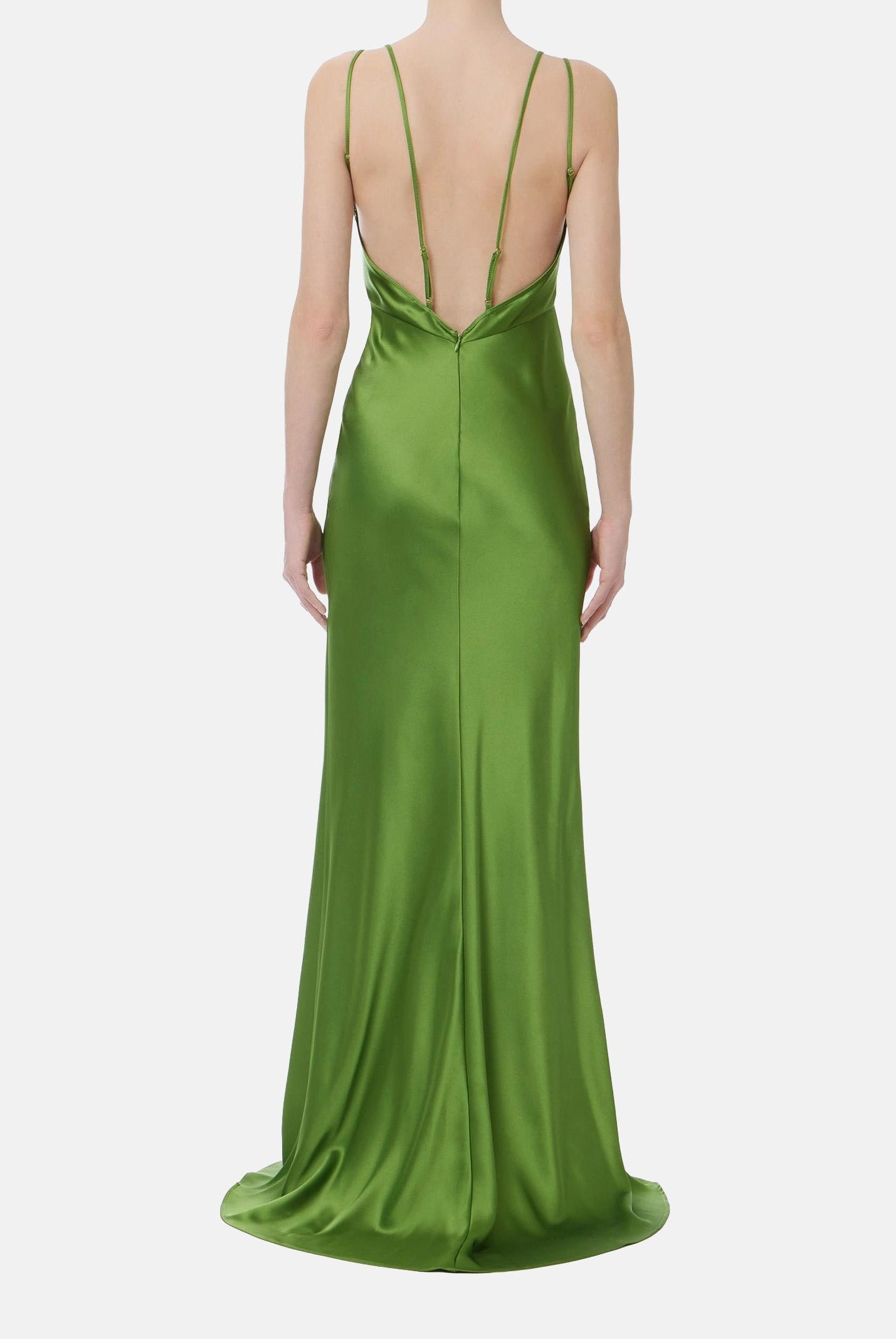 ELISABETTA FRANCHI Abito lungo Red Carpet in raso verde donna ABR3362E2 EV3 ELISABETTA FRANCHI