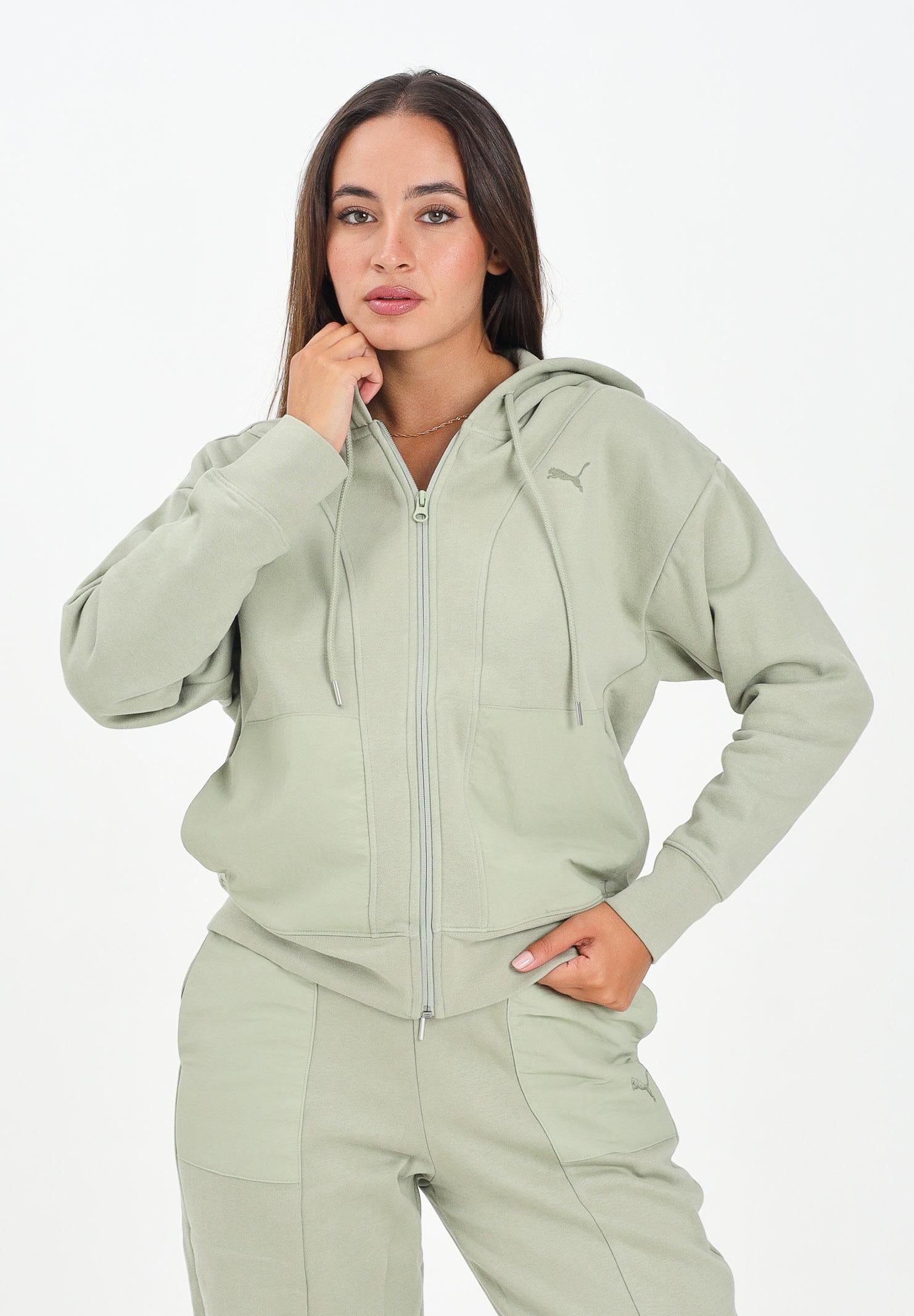 PUMA Felpa con zip PUMA Class verde da donna 688150 82 PUMA