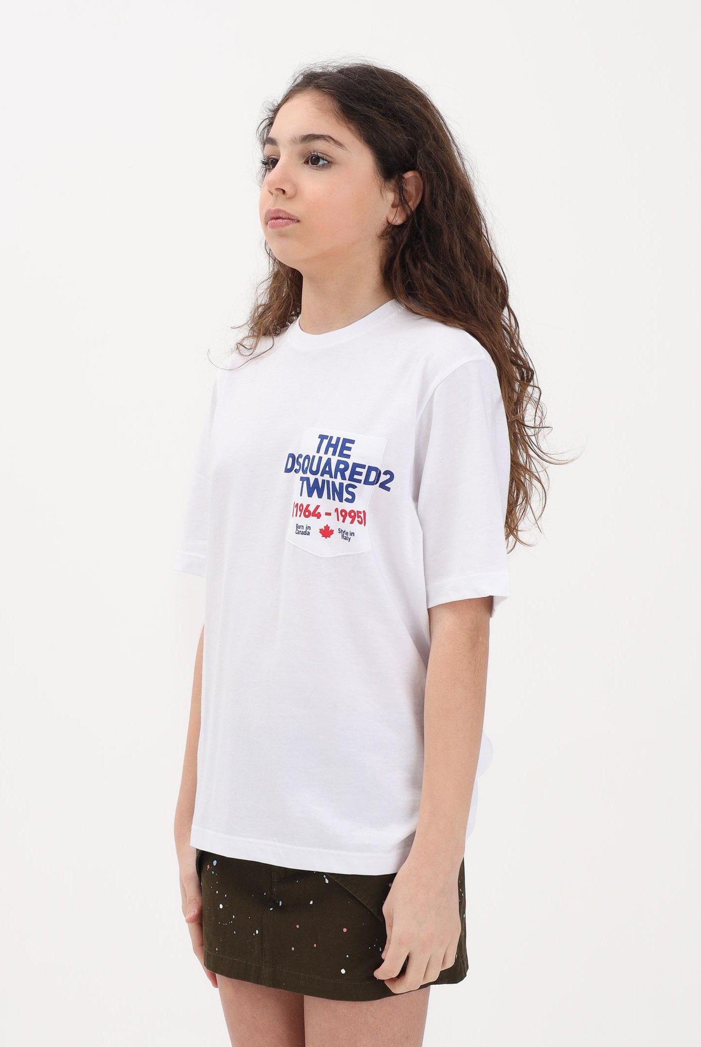 DSQUARED2 T-shirt a manica corta bianca per donna, ragazzi e bambini con stampa DQ3166D004G DQ100 DSQUARED2