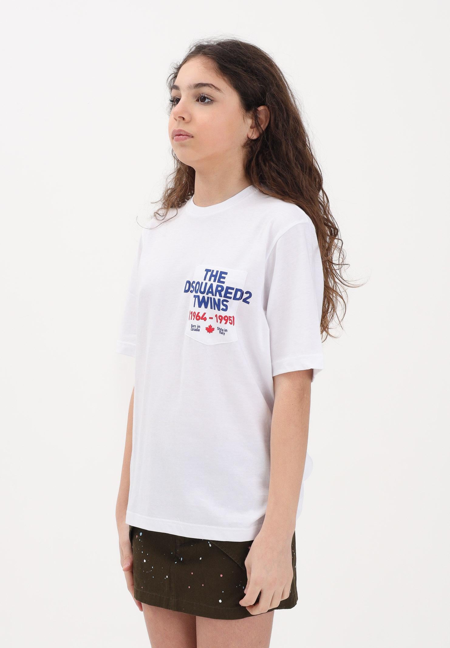 DSQUARED2 T-shirt a manica corta bianca per donna, ragazzi e bambini con stampa DQ3166D004G DQ100 DSQUARED2