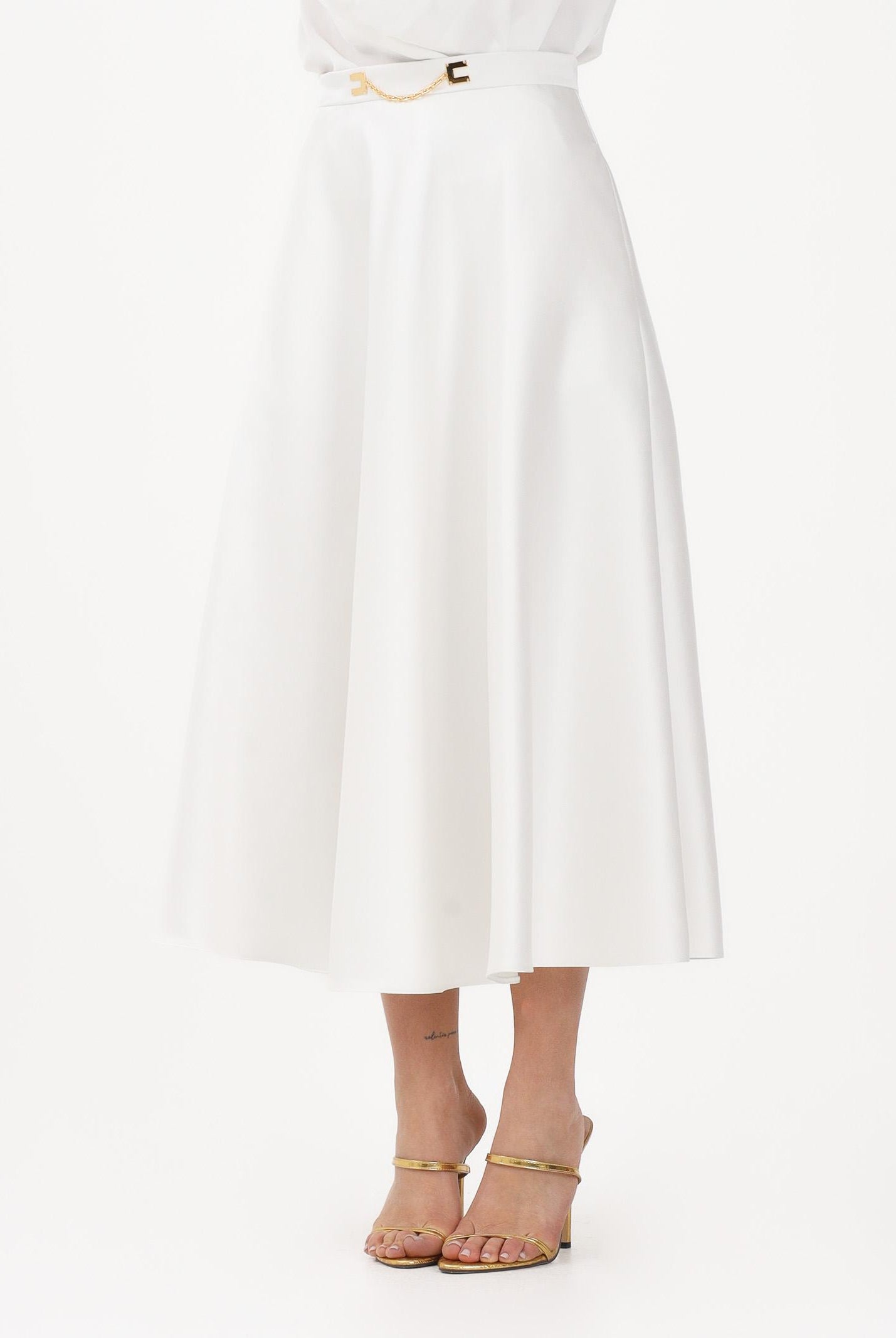 ELISABETTA FRANCHI Gonna midi avorio da donna GO15661E2 360 ELISABETTA FRANCHI