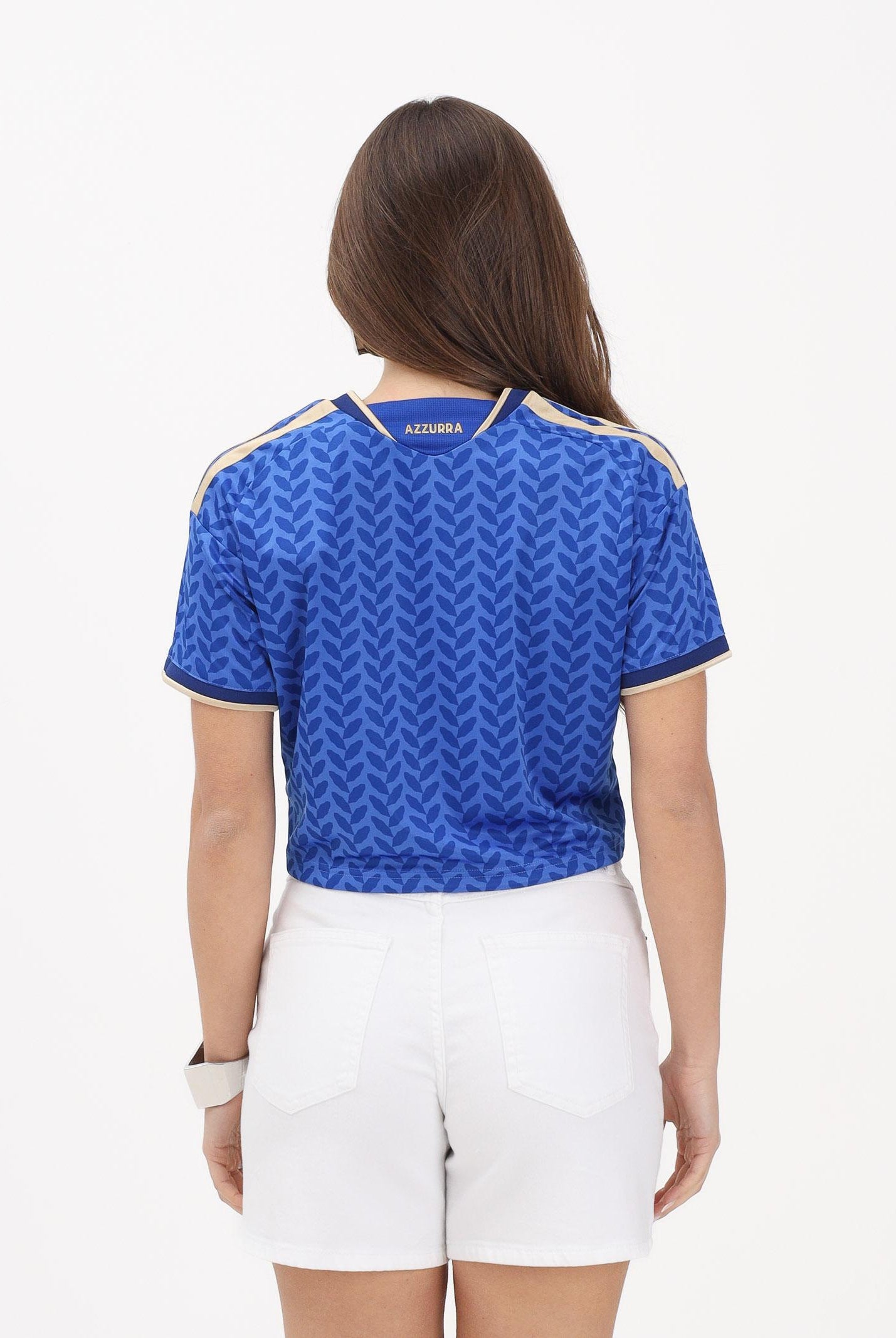 ADIDAS ORIGINALS T-shirt a manica corta Home Cropped Italia 26 blu da donna KE8081 . ADIDAS ORIGINALS