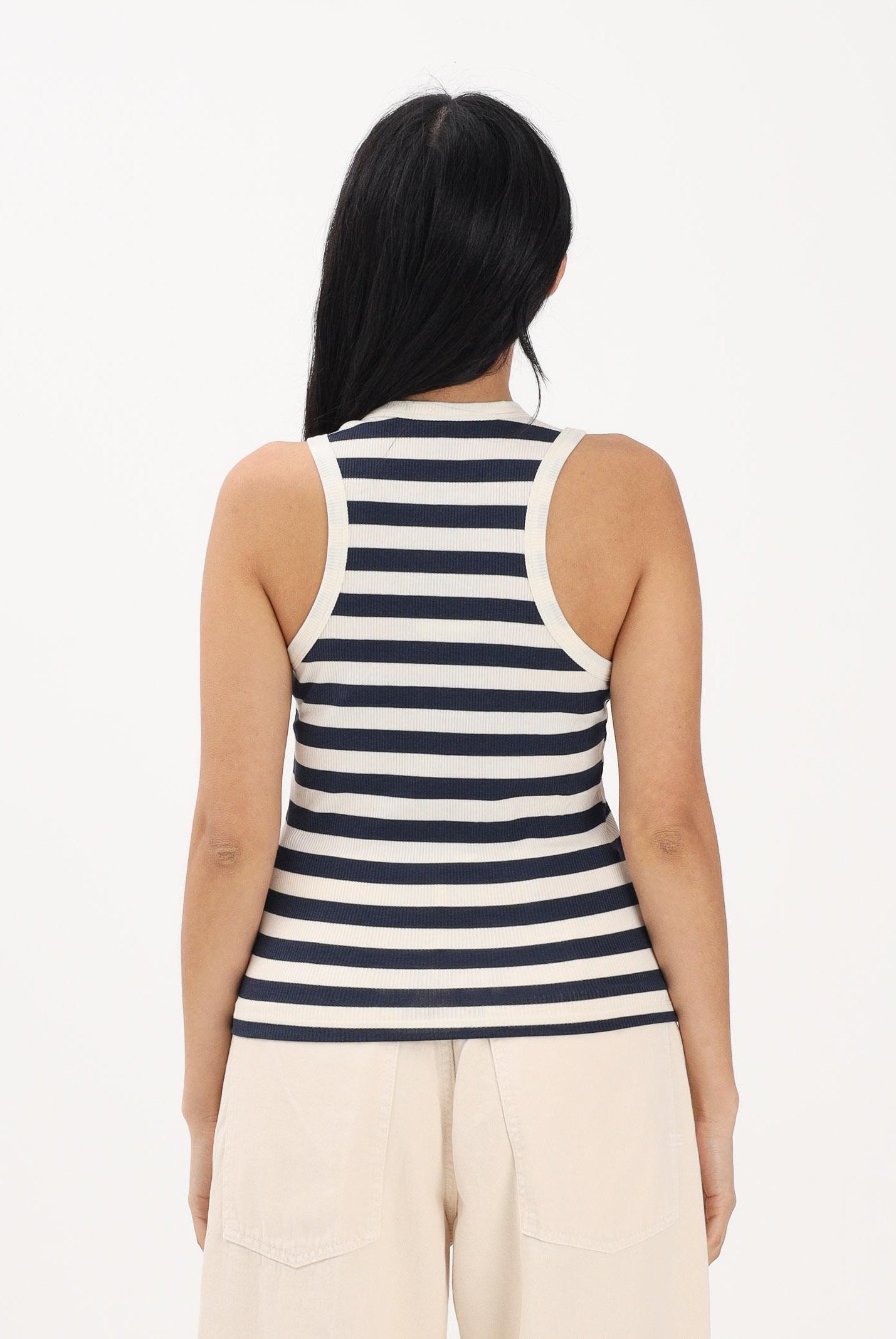 ONLY Canotta a righe panna e blu da donna con ricamo 15375771 BRWINA ONLY