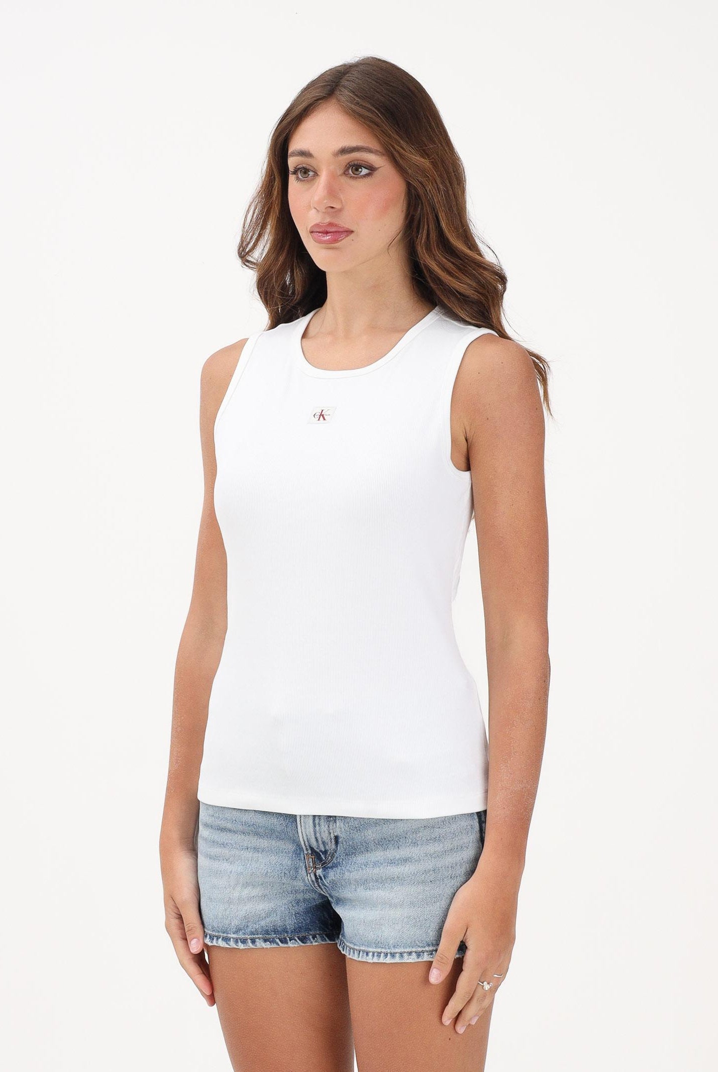 CALVIN KLEIN JEANS Canotta bianca da donna con cut-out sulla schiena LV047F246G YAF CALVIN KLEIN JEANS