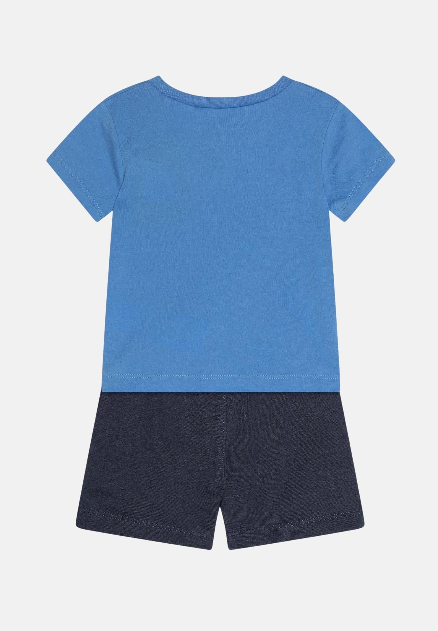 JORDAN Completino azzurro e blu da neonato con stampa logo Jumpman 65C138 U90 JORDAN