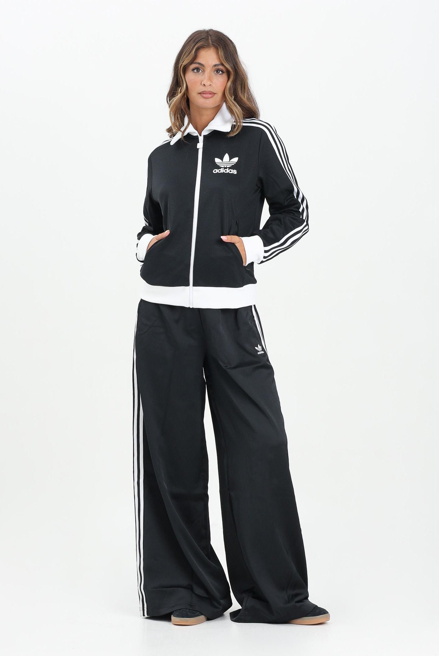 ADIDAS ORIGINALS Pantalone sportivo Adicolor Satin Wide Leg nero da donna IU2520 ADIDAS ORIGINALS