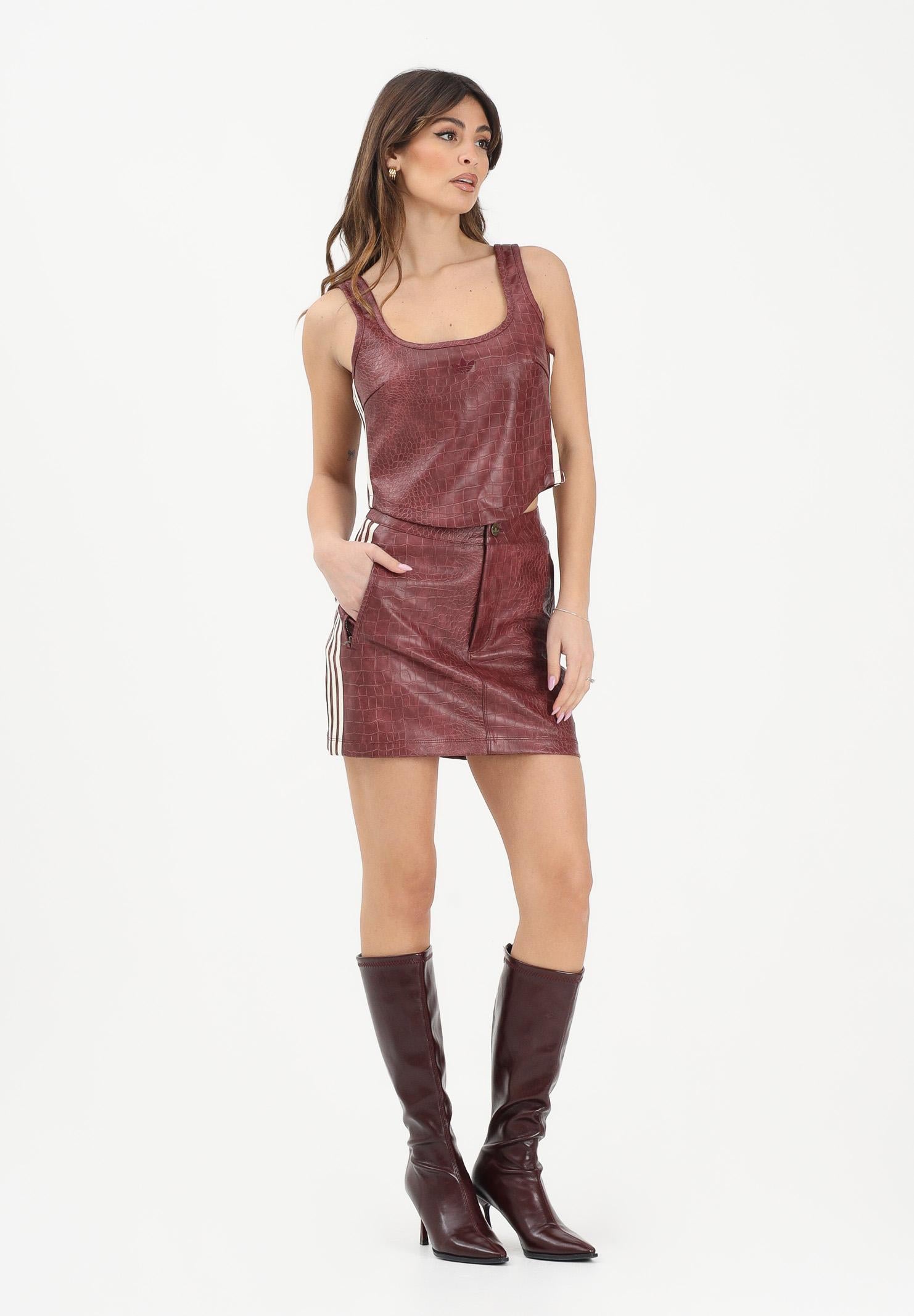 ADIDAS ORIGINALS Gonna corta PLEATHER bordeaux da donna KD8785 . ADIDAS ORIGINALS